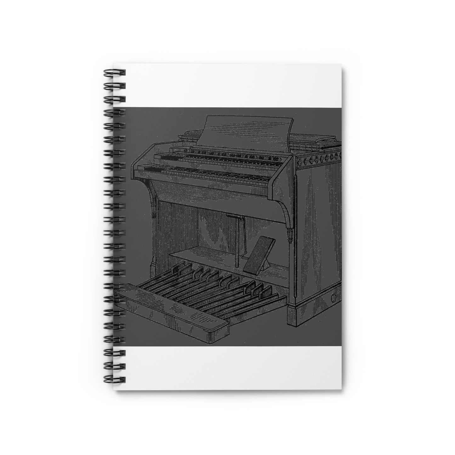 USD120175S Organ Console (1939-09-08 filed, 1940-04-23 published) by George H.Stephens - Hammond C (clip) Spiral Bound Ruled Notebook with Printed Cover