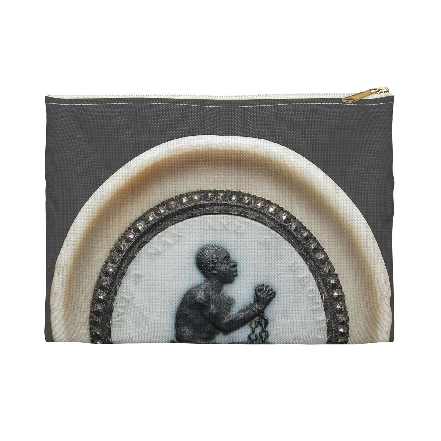 Anti-Slavery Medallion, Wedgwood porcelain manufactory, England Large Organizer Pouch with Black Zipper