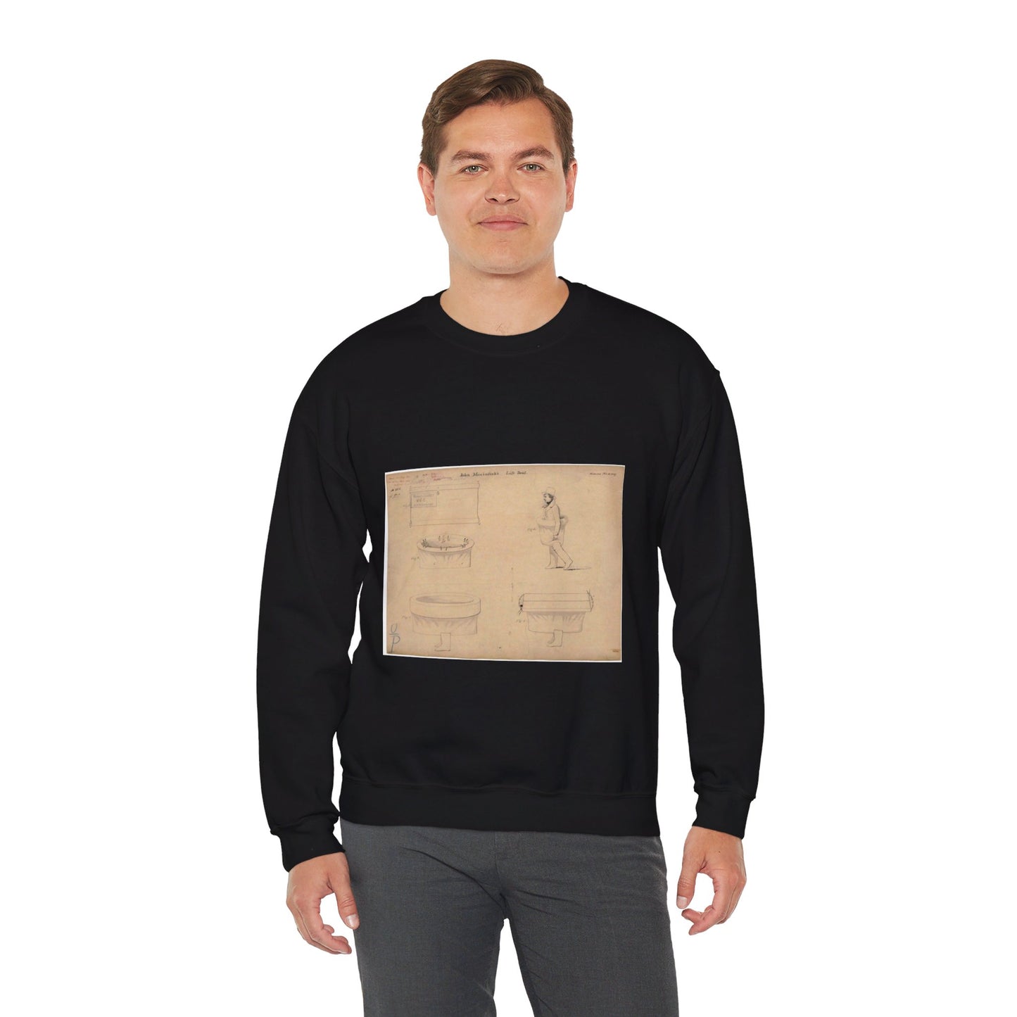 Patent drawing - Drawing of a Life Boat Public domain  image Black Heavy Blend Adult Crew Neck SweatShirt