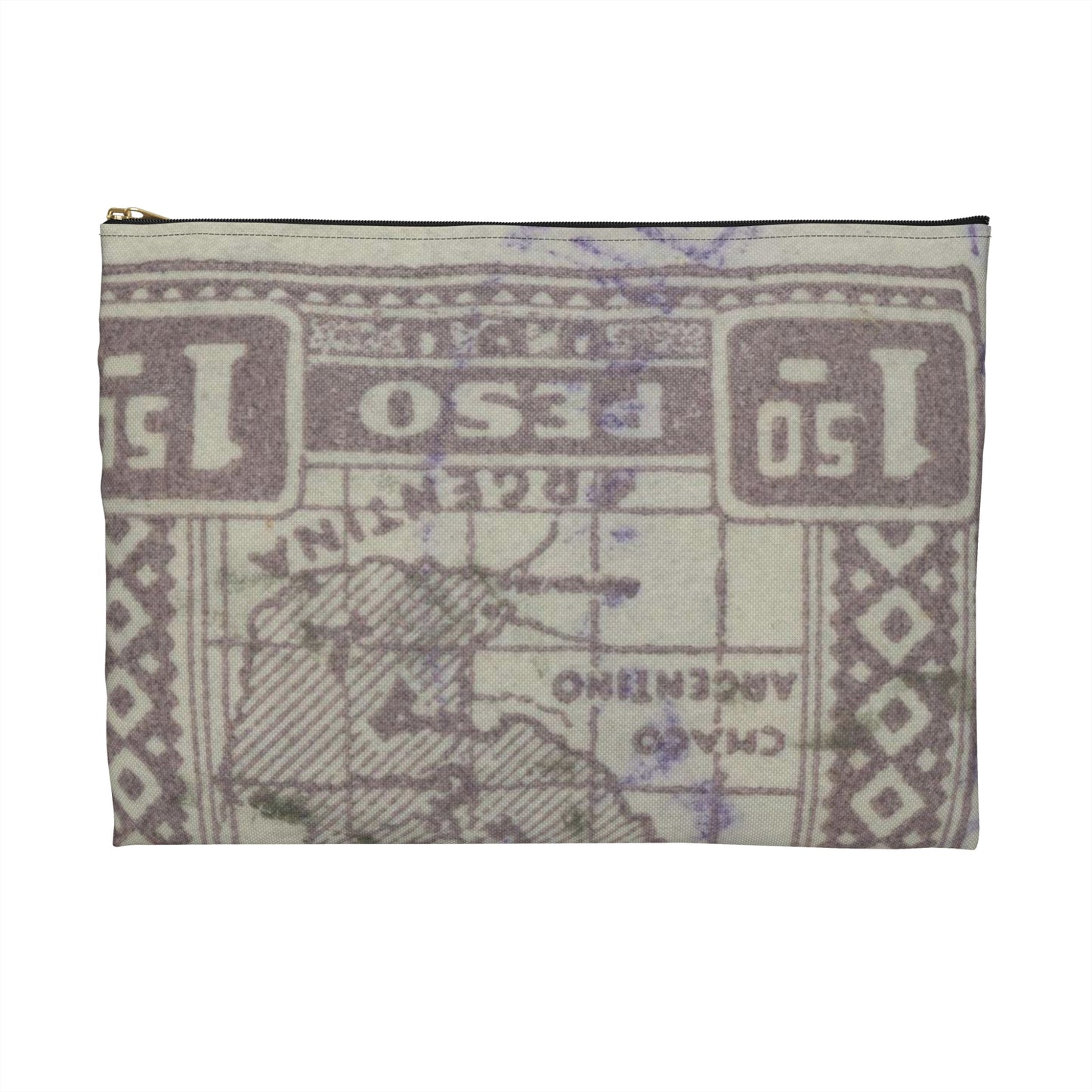 Frimärke ur Gösta Bodmans filatelistiska motivsamling, påbörjad 1950.Frimärke från Paraguay, 1927. Motiv av karta över Paraguay. Large Organizer Pouch with Black Zipper