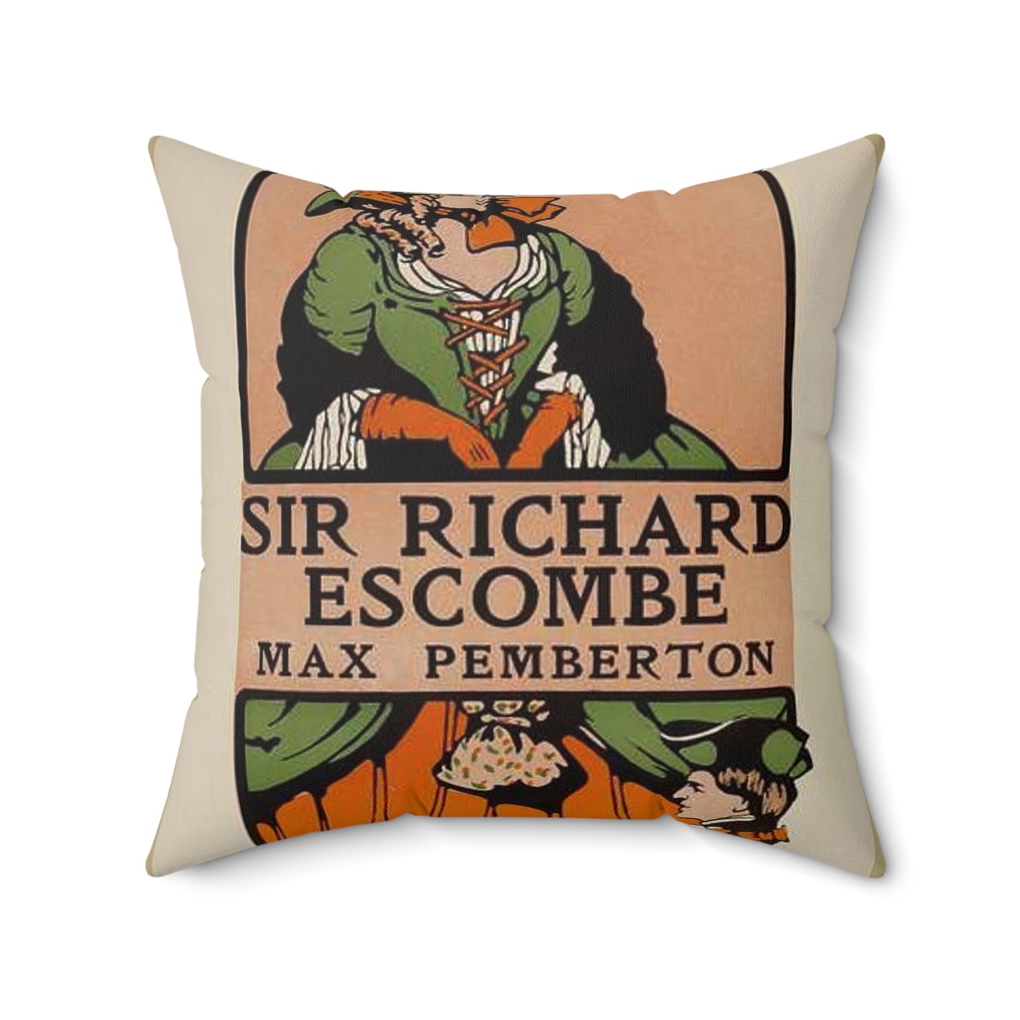 Sir Richard Escombe. - Drawing. Public domain image. Decorative Accent Square Pillow