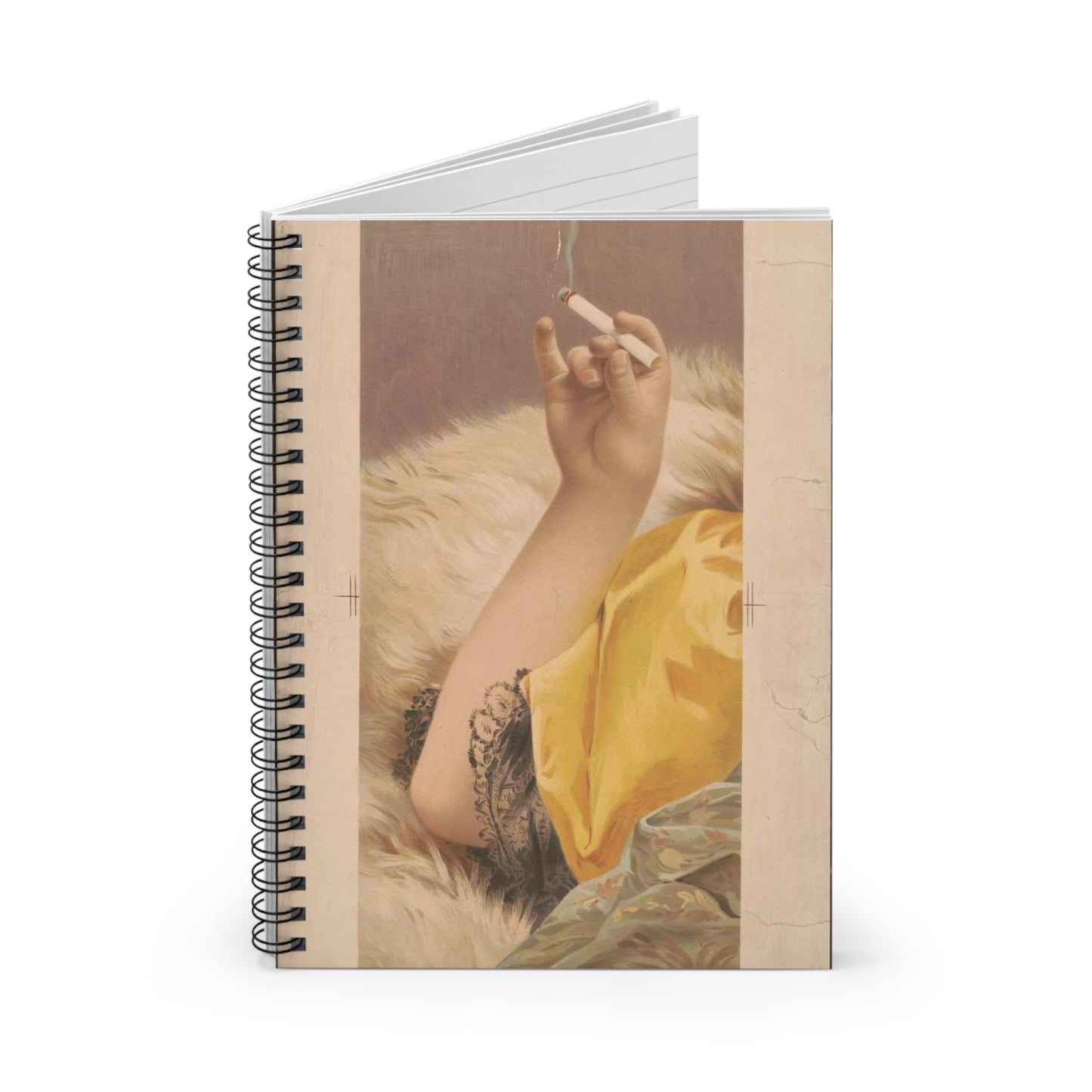 Arm of woman holding a lit cigarette Spiral Bound Ruled Notebook with Printed Cover