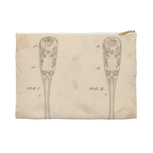 Patent drawing - Drawing of Design for Silver Forks Public domain  image Large Organizer Pouch with Black Zipper