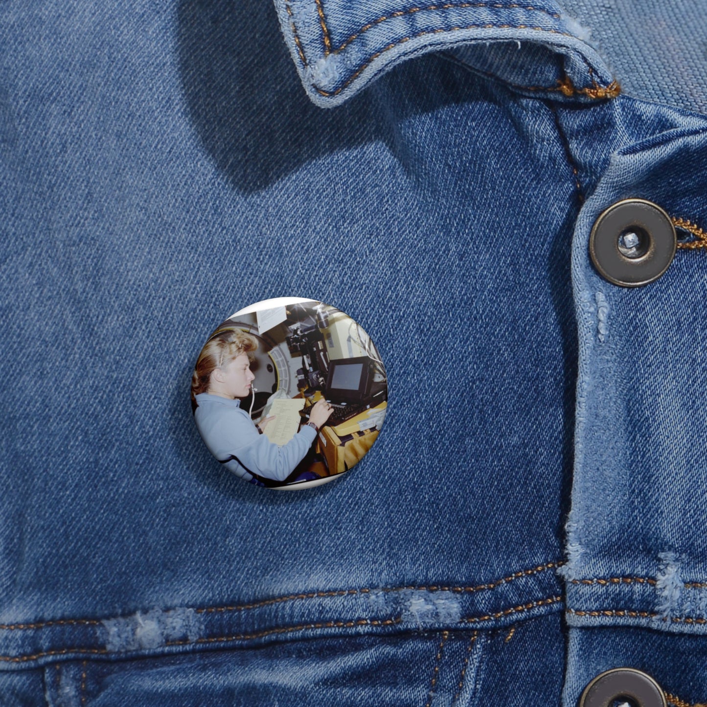 S47-238-020 - STS-047 - Public domain NASA photogrpaph Pin Buttons with Crisp Design
