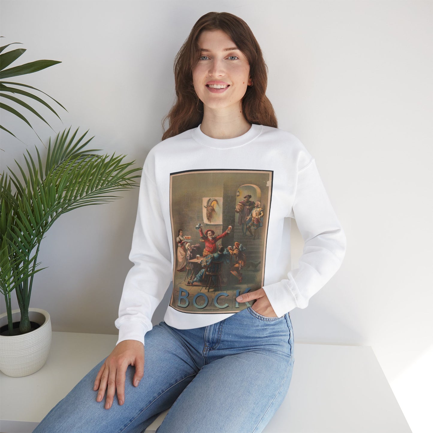 Bock, "Auerbach's keller" - Print, Library of Congress collection White Heavy Blend Adult Crew Neck SweatShirt