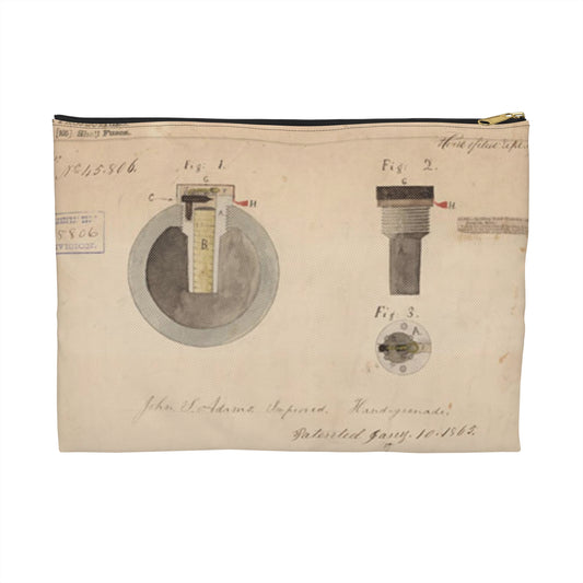 Patent drawing - Drawing of Improved Hand Grenade Public domain  image Large Organizer Pouch with Black Zipper