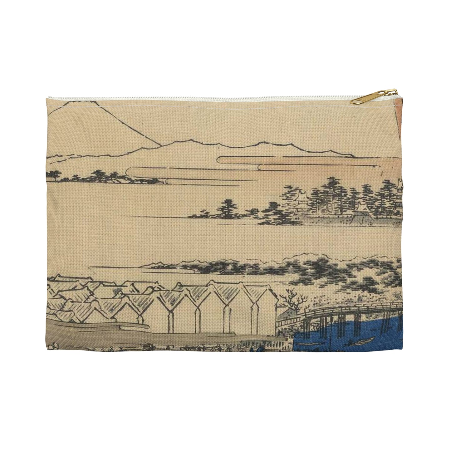 Nihonbashi yukibare, Andō Hiroshige - Ukiyo e print Large Organizer Pouch with Black Zipper