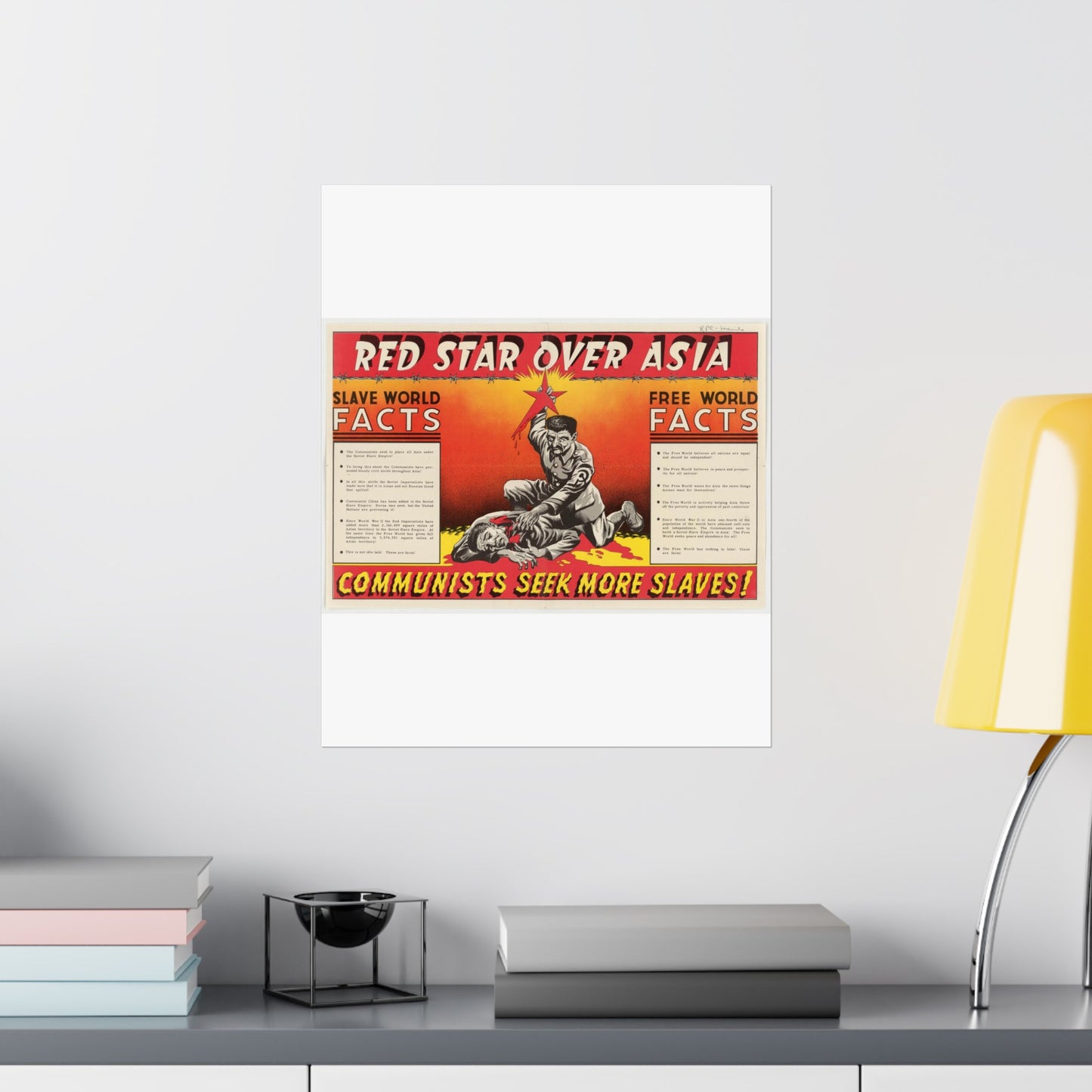 Red Star Over Asia PO-24-E, United States information service propaganda High Quality Matte Wall Art Poster for Home, Office, Classroom