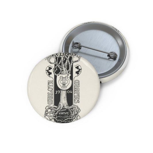 Carlota Campins by Joaquim Renart, 1904 Pin Buttons with Crisp Design