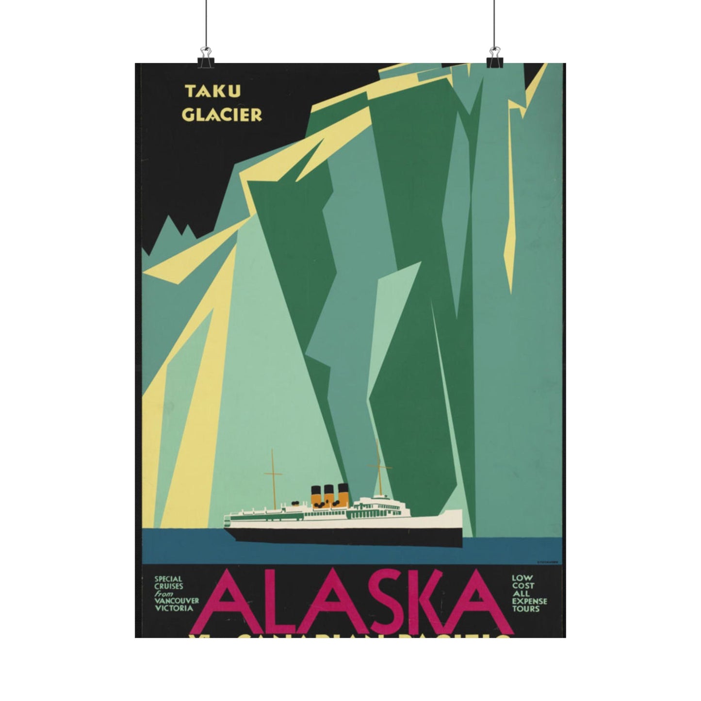 Alaska. Vintage Travel Poster., Art Deco Poster High Quality Matte Wall Art Poster for Home, Office, Classroom