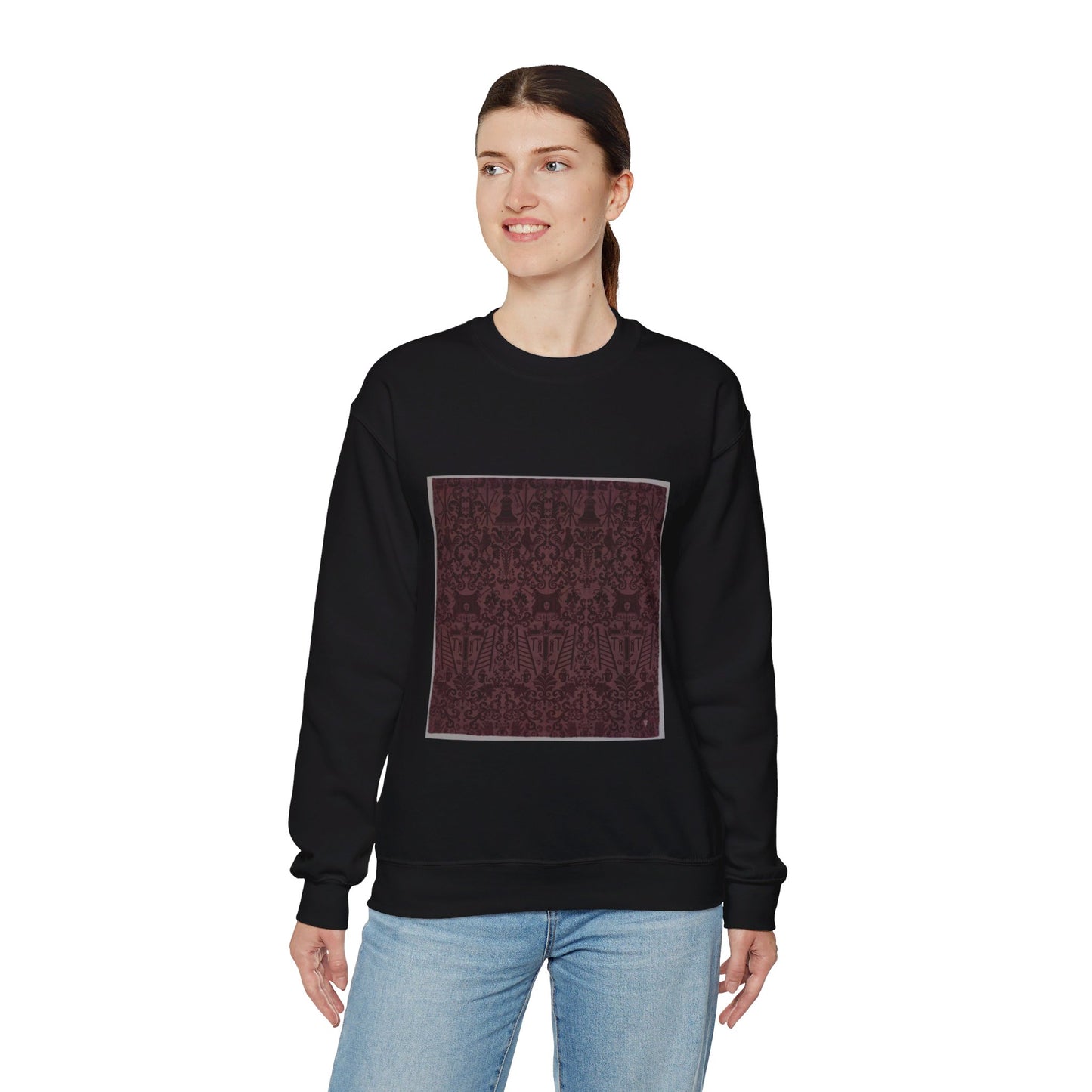 Length of velvet with Instruments of the Passion Black Heavy Blend Adult Crew Neck SweatShirt