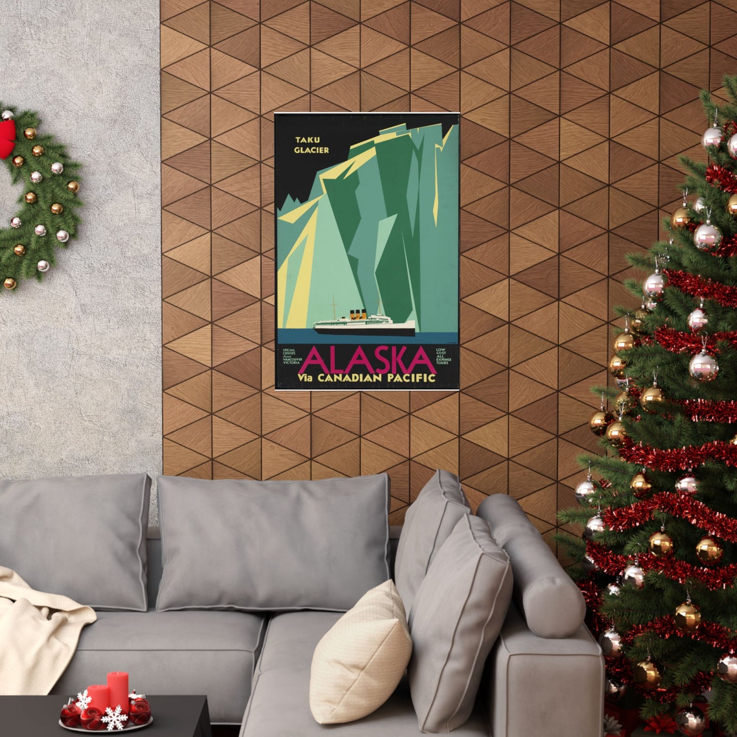 Alaska. Vintage Travel Poster., Art Deco Poster High Quality Matte Wall Art Poster for Home, Office, Classroom