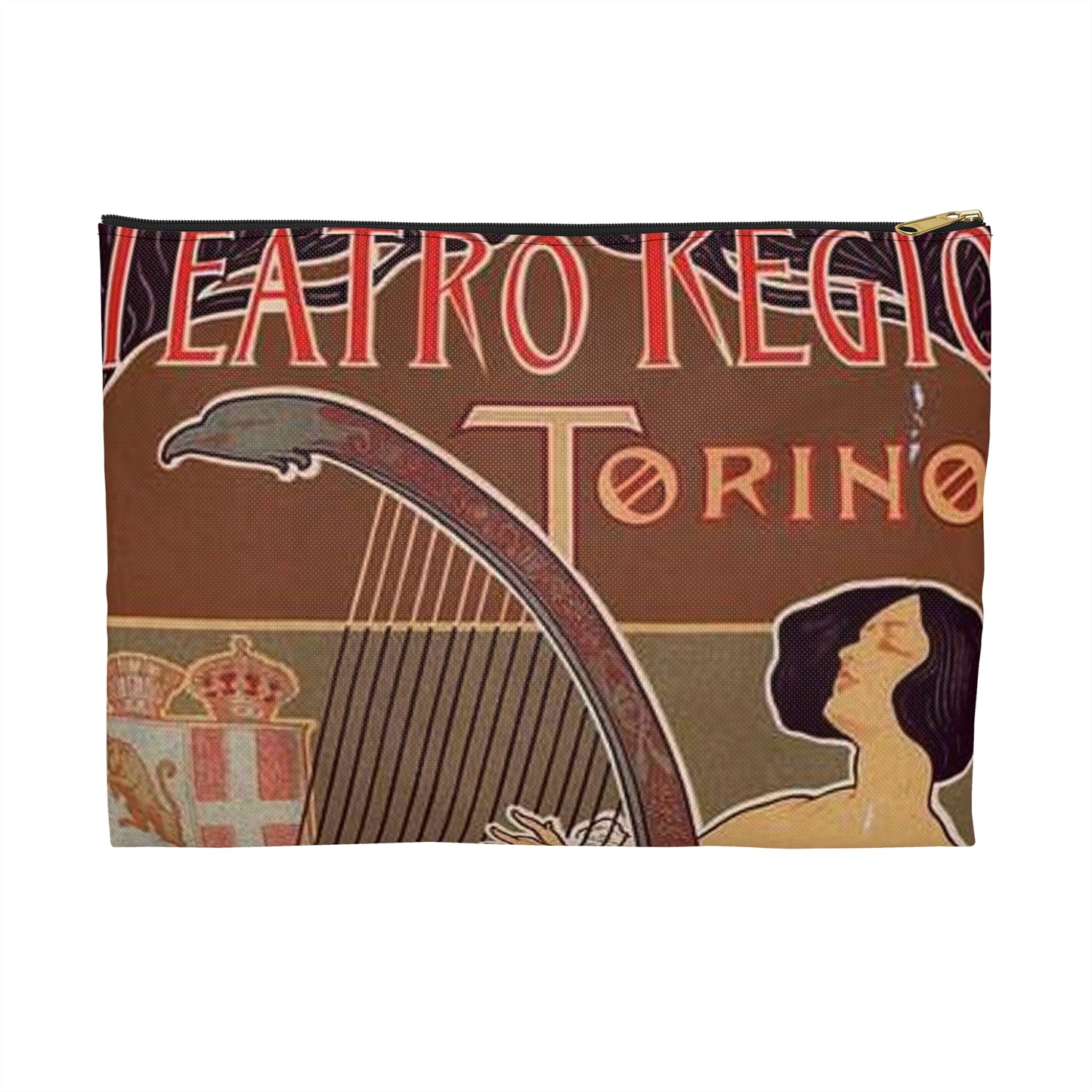 Affiche italienne pour le "Théâtre royal de Turin" Large Organizer Pouch with Black Zipper