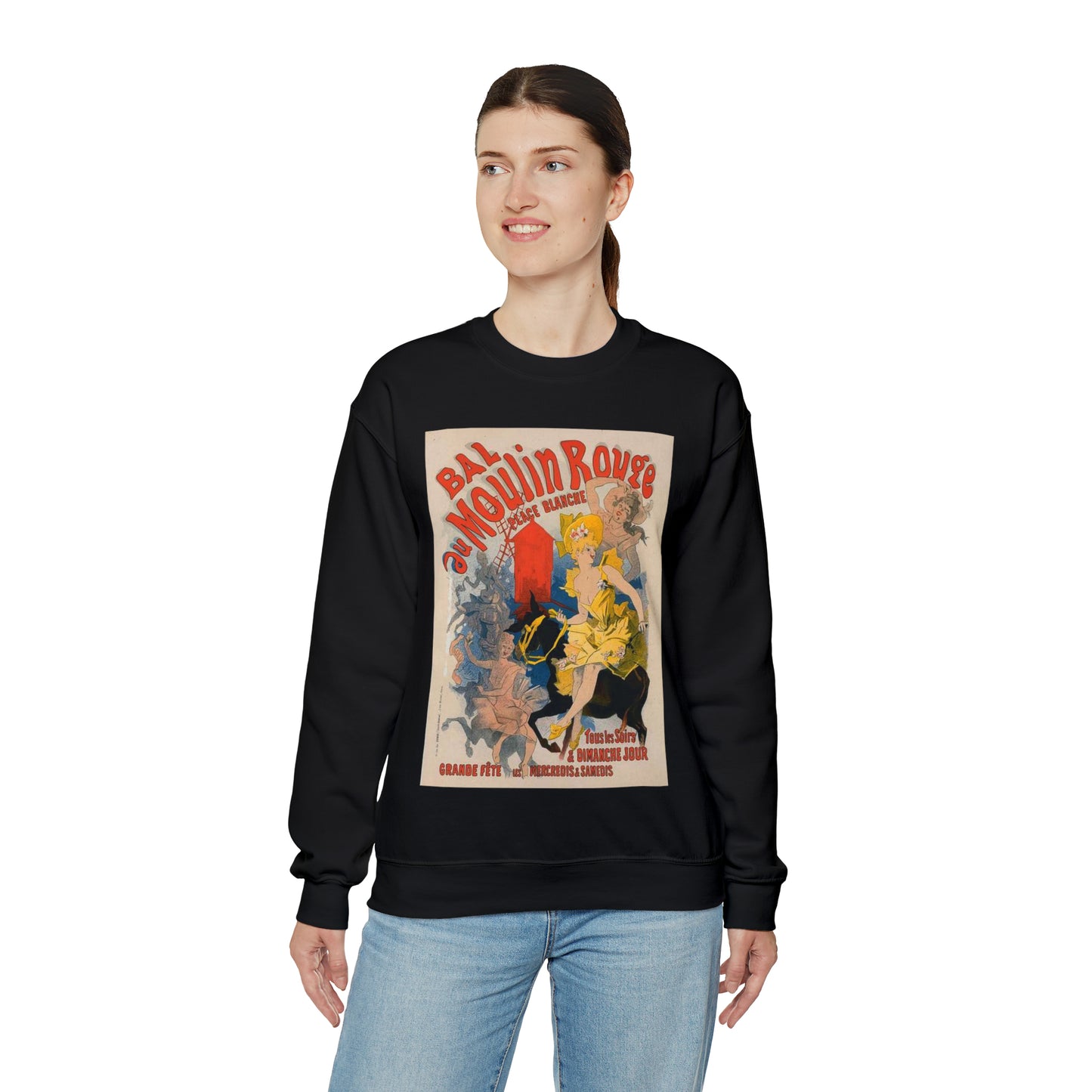 Affiche pour le "Bal du Moulin Rouge". Black Heavy Blend Adult Crew Neck SweatShirt