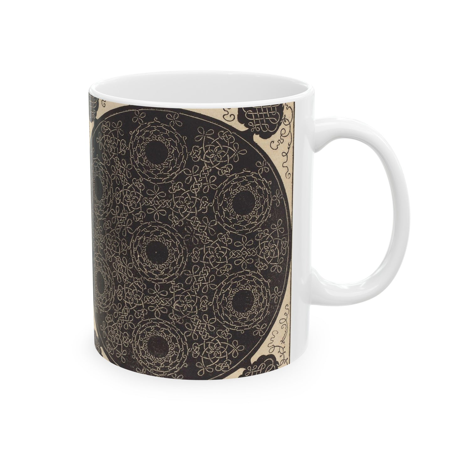 The Fourth Knot (combining seven circular groups of knots with black centers) Beautiful Novelty Ceramic Coffee Mug 11oz