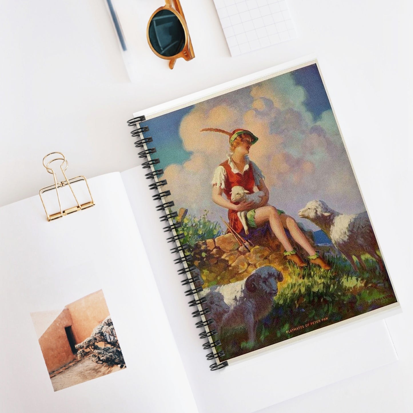 Playmates of Peter Pan, painting by Edward Mason Eggleston Spiral Bound Ruled Notebook with Printed Cover