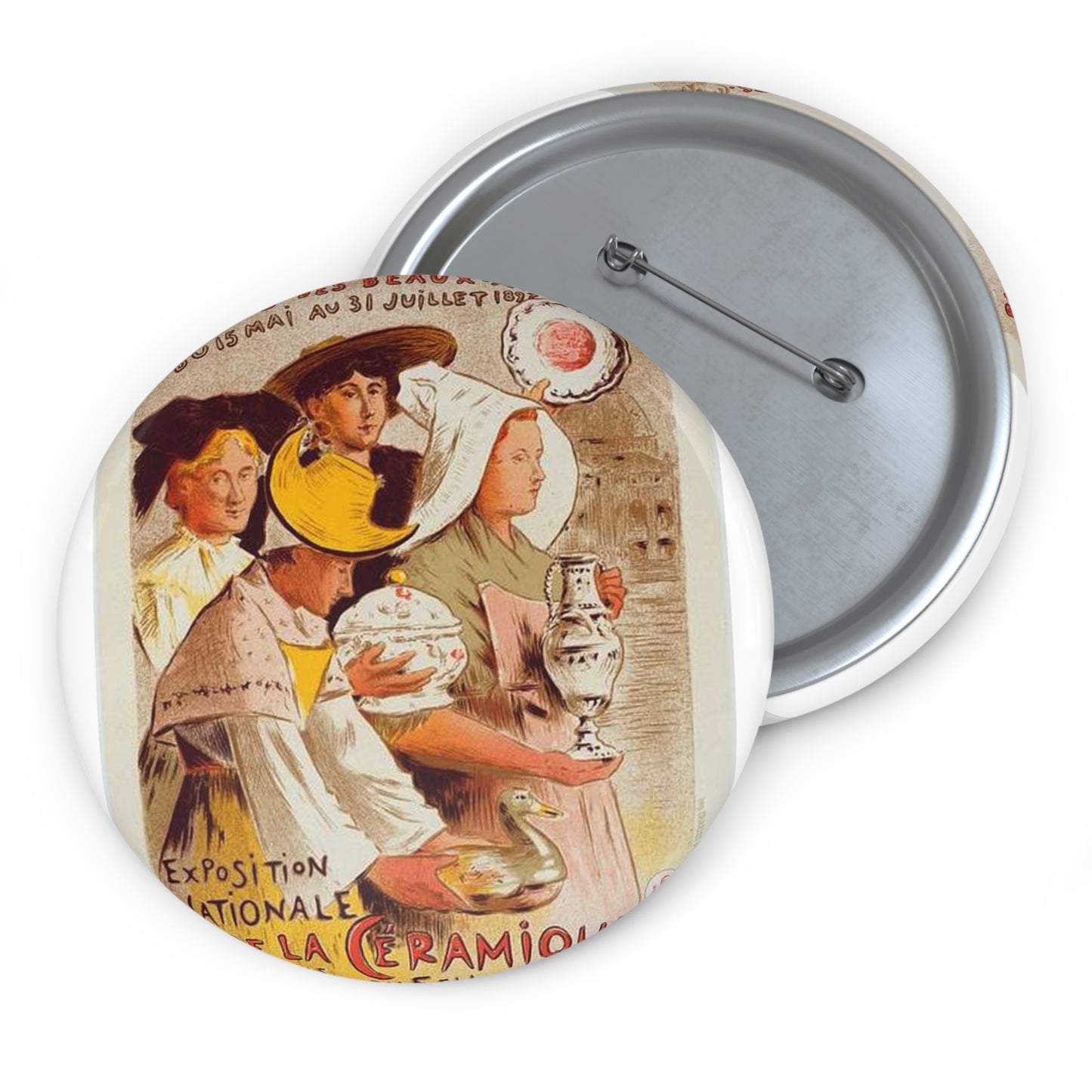 Affiche pour l' "Exposition nationale de la Céramique et de tous les Arts du feu". Pin Buttons with Crisp Design