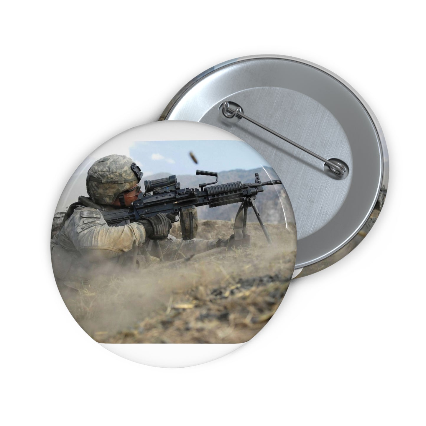 U.S. Army Pvt. John Stafinski, a native of Seville, Pin Buttons with Crisp Design