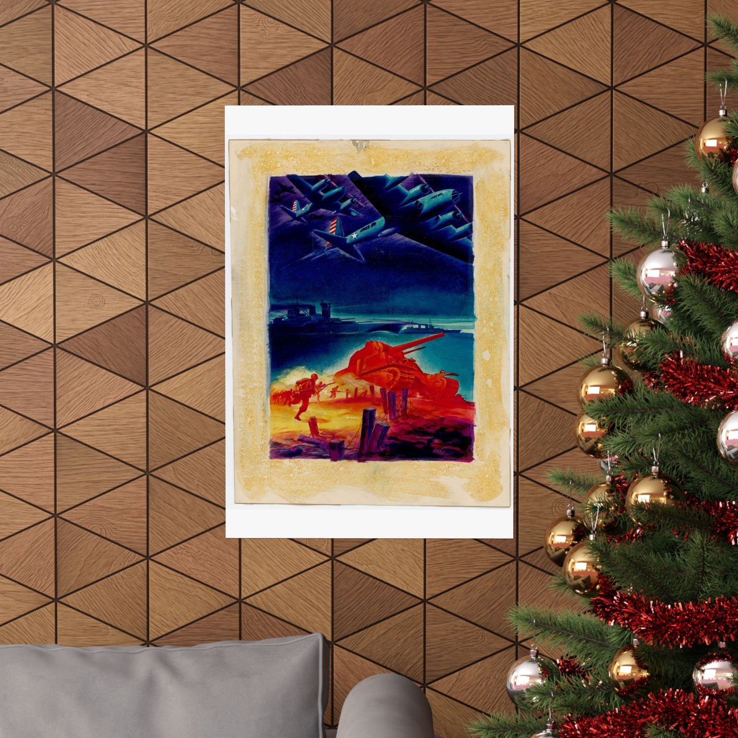 [Infantry, tanks, ships, airplanes attacking] [R.G.] High Quality Matte Wall Art Poster for Home, Office, Classroom