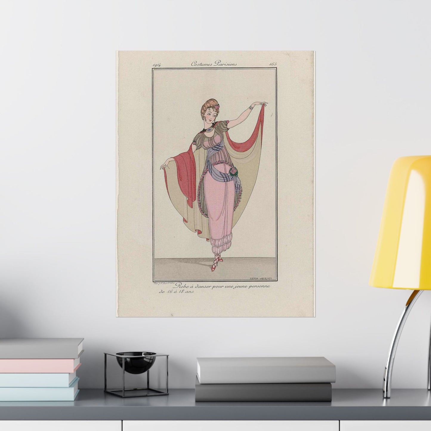 Journal des Dames et des Modes, Costumes Parisiens, 1914, No. 165 : Robe à danser (...) High Quality Matte Wall Art Poster for Home, Office, Classroom