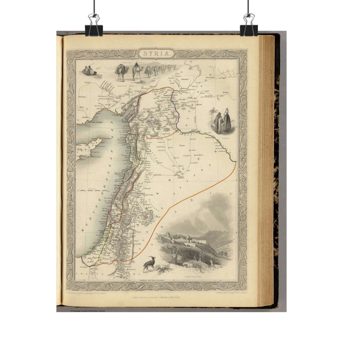 1851 Henry Warren Map of Syria - Public domain old map High Quality Matte Wall Art Poster for Home, Office, Classroom