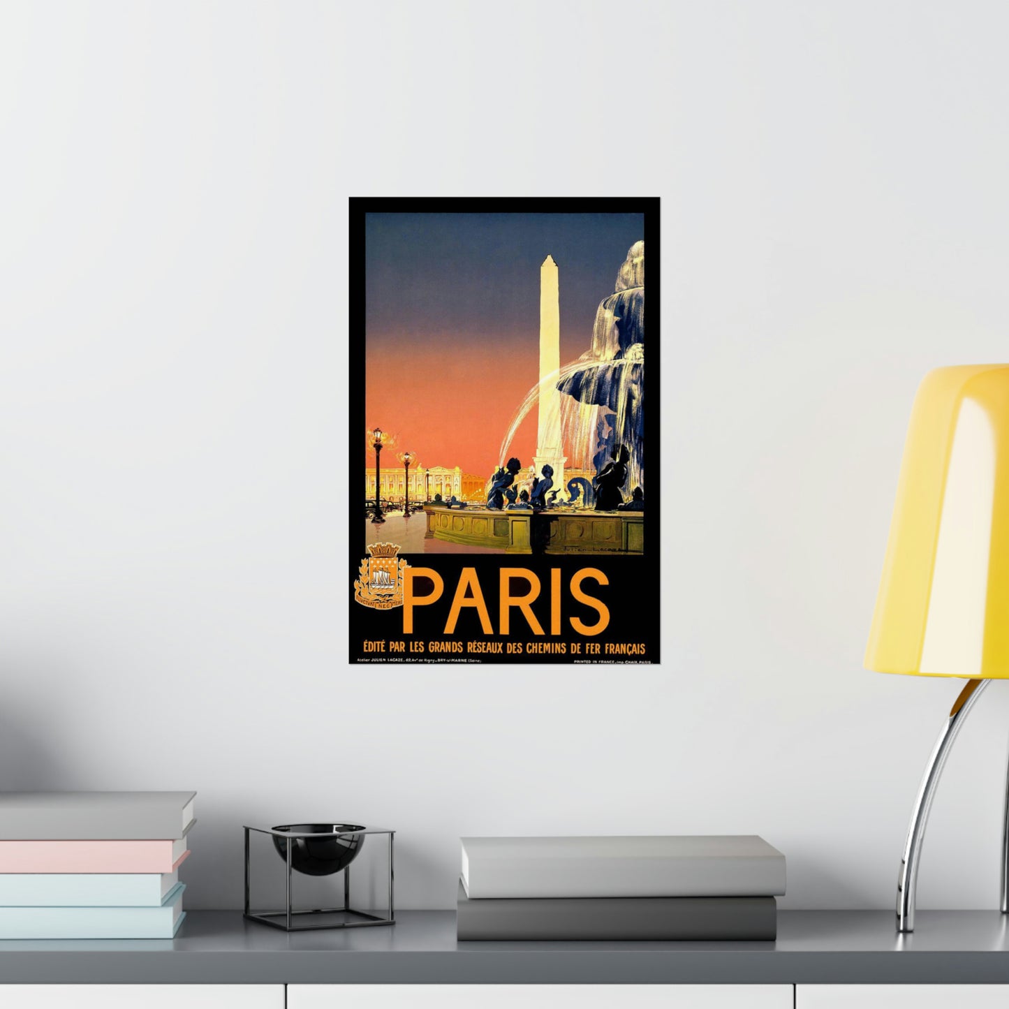 Paris. Vintage Travel Poster. - Art Deco public domain image High Quality Matte Wall Art Poster for Home, Office, Classroom