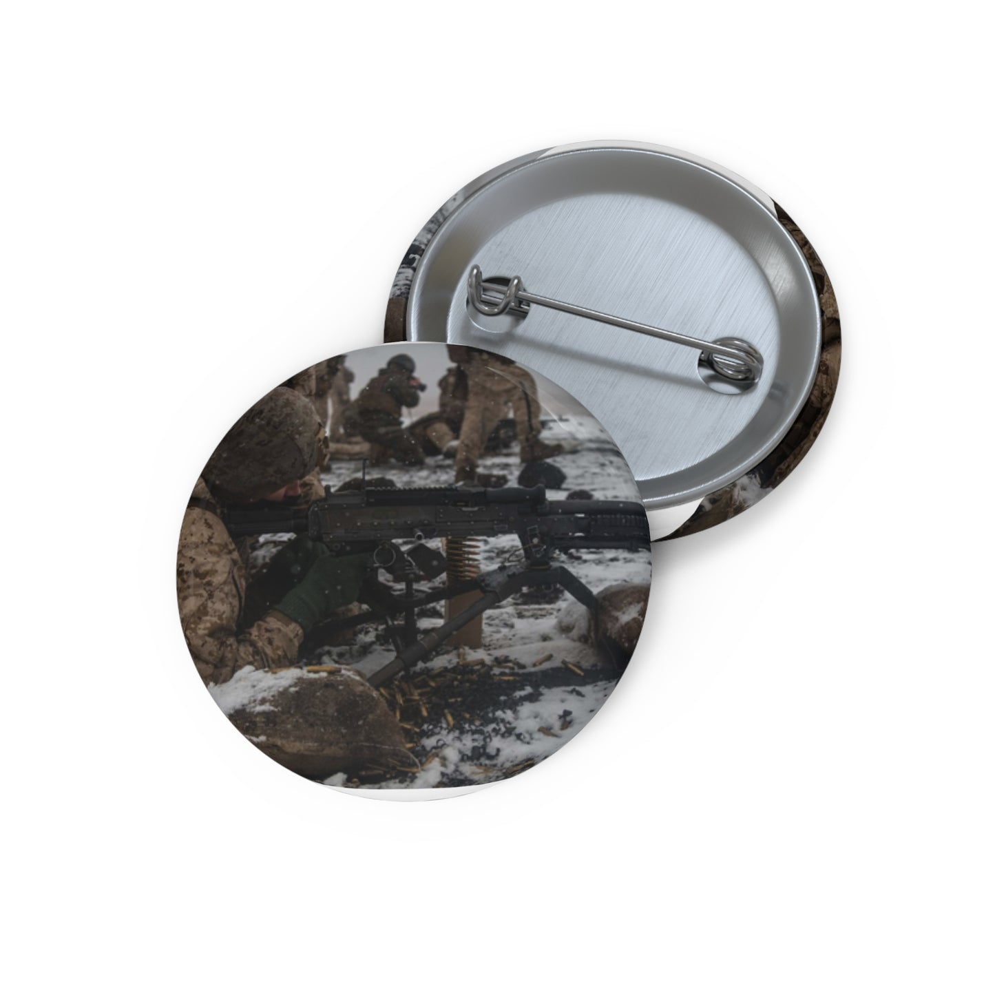 U.S. Marine Corps Lance Cpl. Jimmy Medders, a machine Pin Buttons with Crisp Design