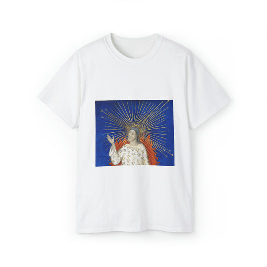 Detail, The Creation - Bible Historiale (c.1411), vol.1, f.3 - BL Royal MS 19 D III (cropped) White T-Shirt Gildan 2000 Cotton Unisex