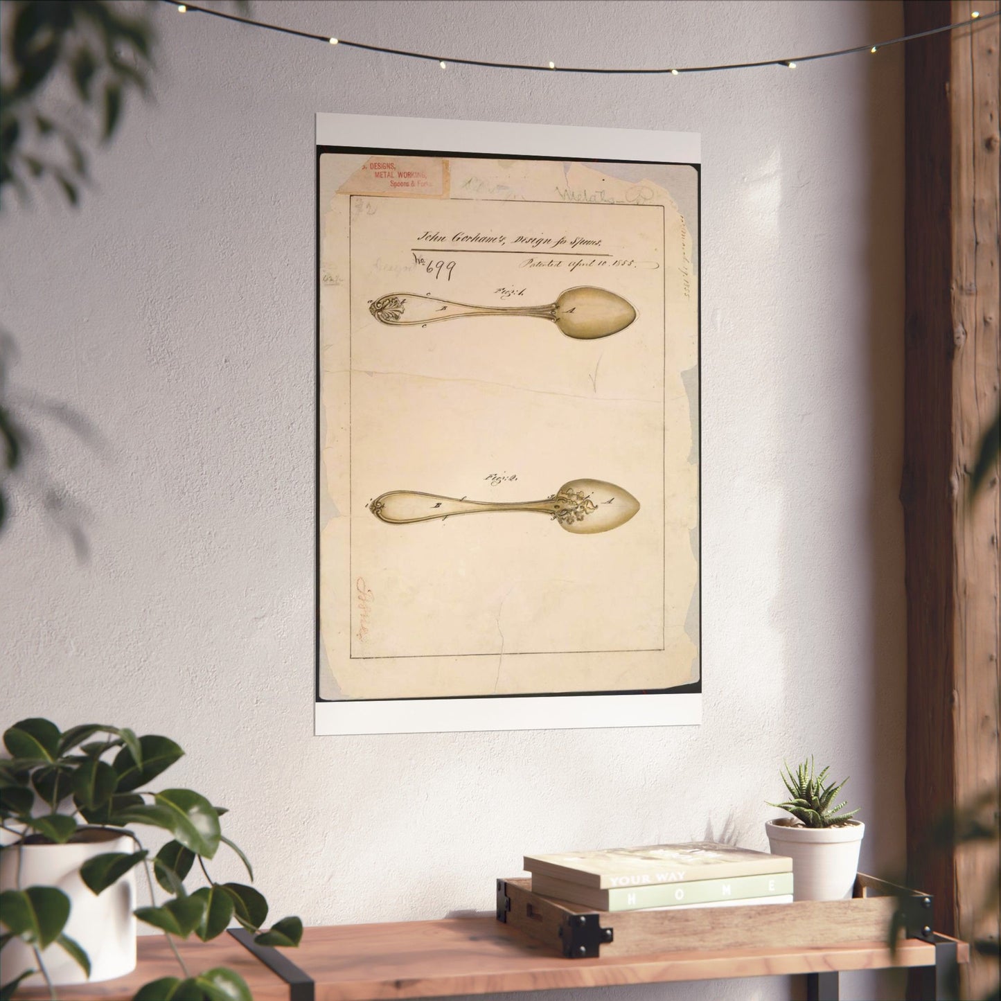 Patent drawing - Drawing of Design for Spoons Public domain  image High Quality Matte Wall Art Poster for Home, Office, Classroom