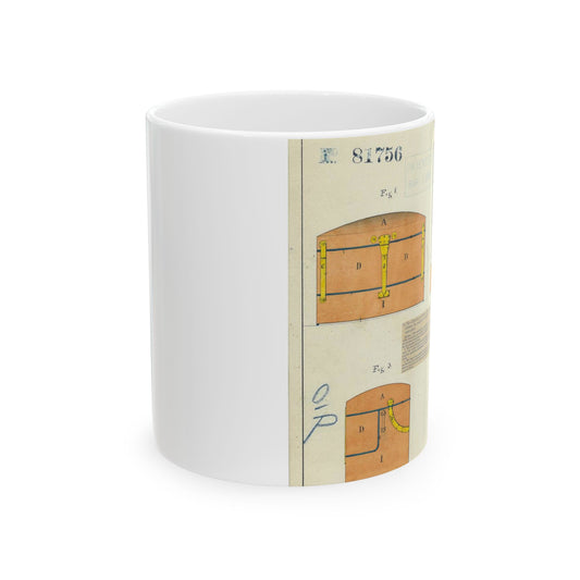 Patent drawing - Drawing of an Improved Traveling Trunk Public domain  image Beautiful Novelty Ceramic Coffee Mug 11oz