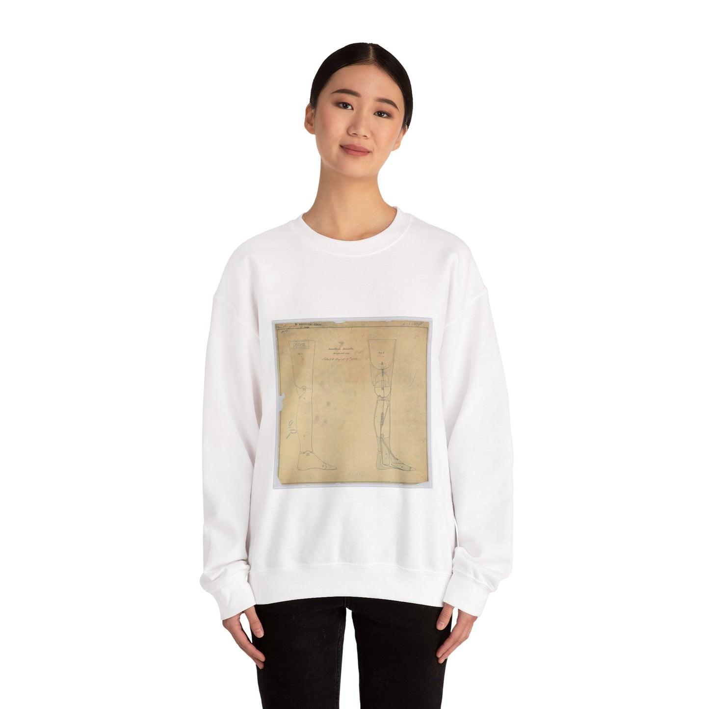 Patent drawing - for Jonathan Russell's Artificial Leg Public domain  image White Heavy Blend Adult Crew Neck SweatShirt