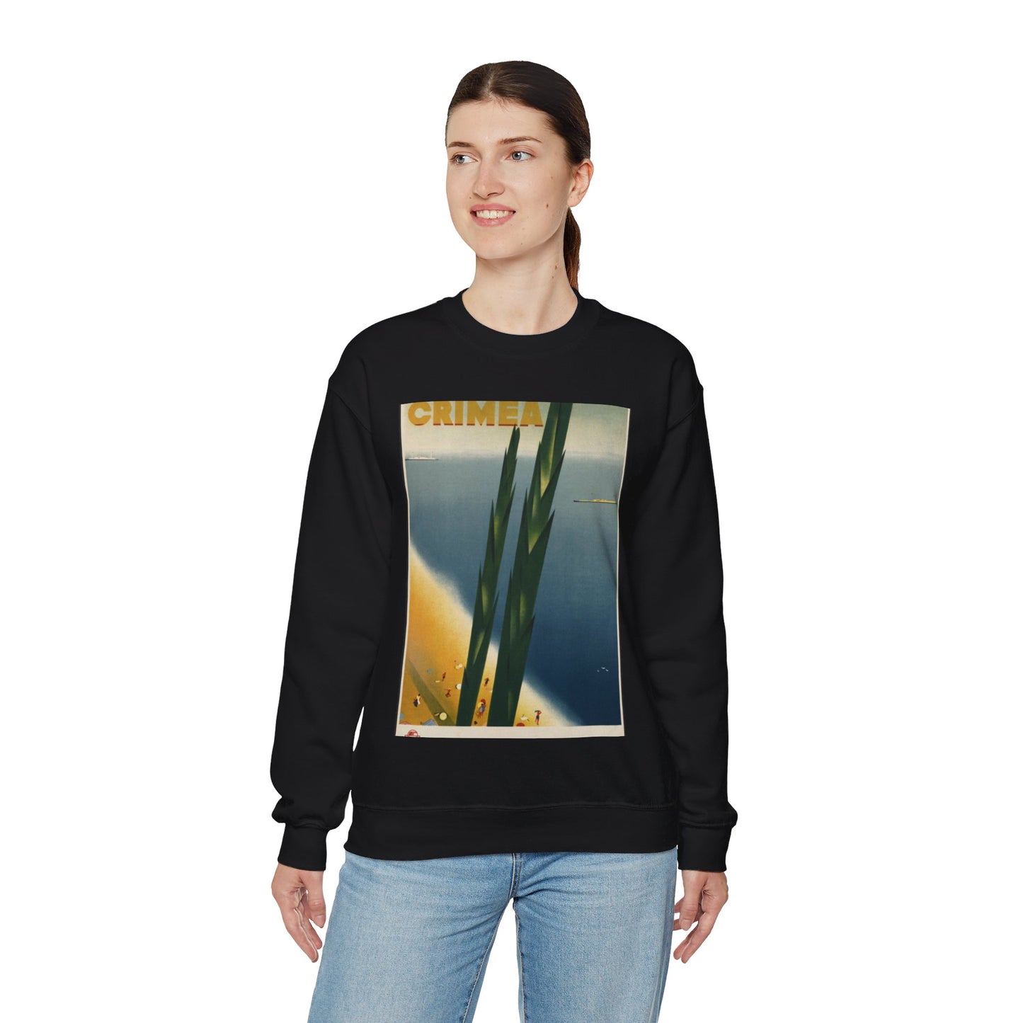 Crimea. Vintage Travel Poster., Art Deco Poster Black Heavy Blend Adult Crew Neck SweatShirt