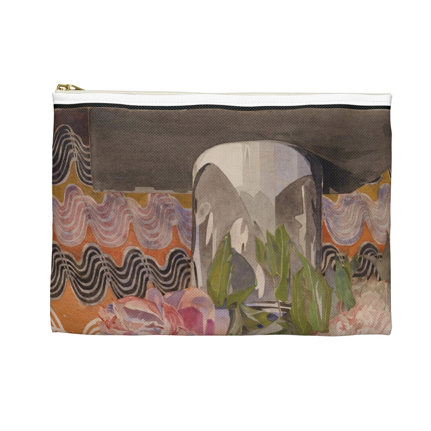 Peonies - Drawing. Public domain image. Large Organizer Pouch with Black Zipper