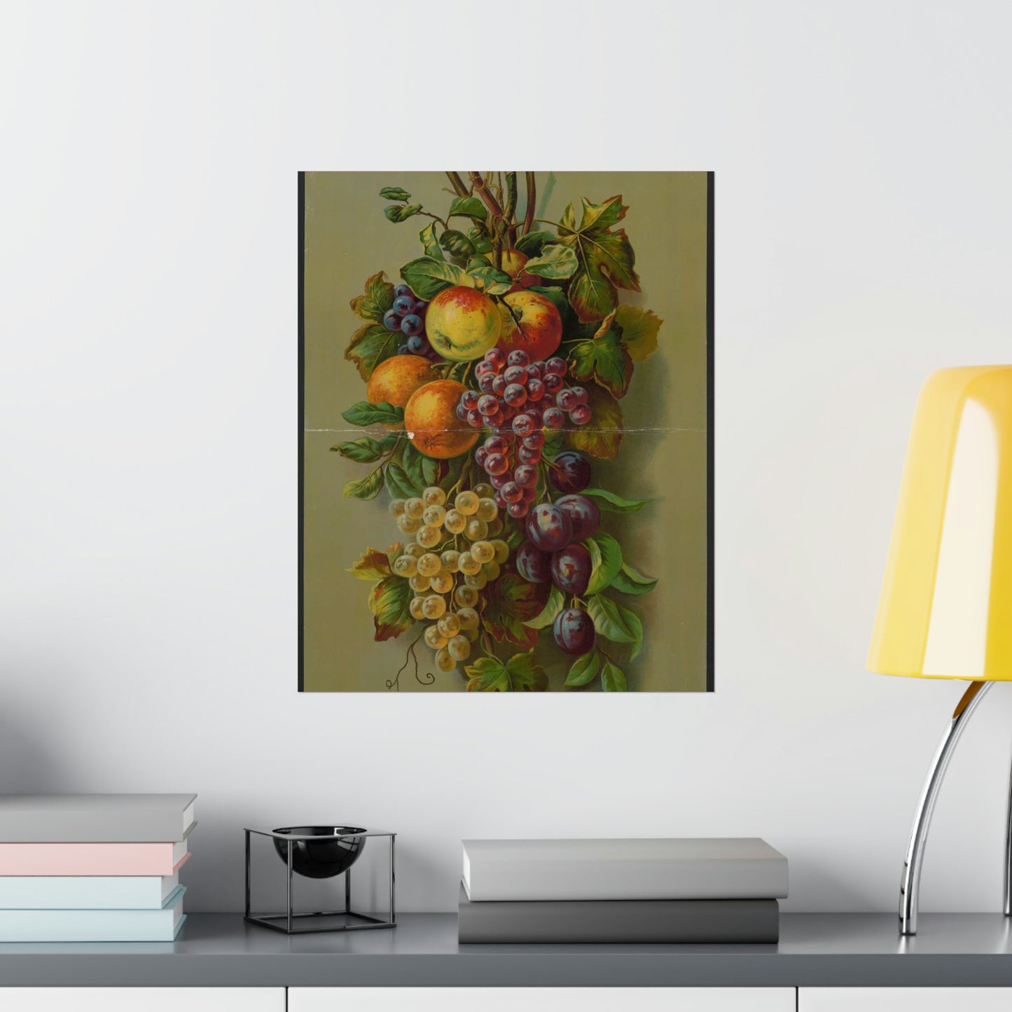 Apples, Plums & grapes, no. 8266 High Quality Matte Wall Art Poster for Home, Office, Classroom