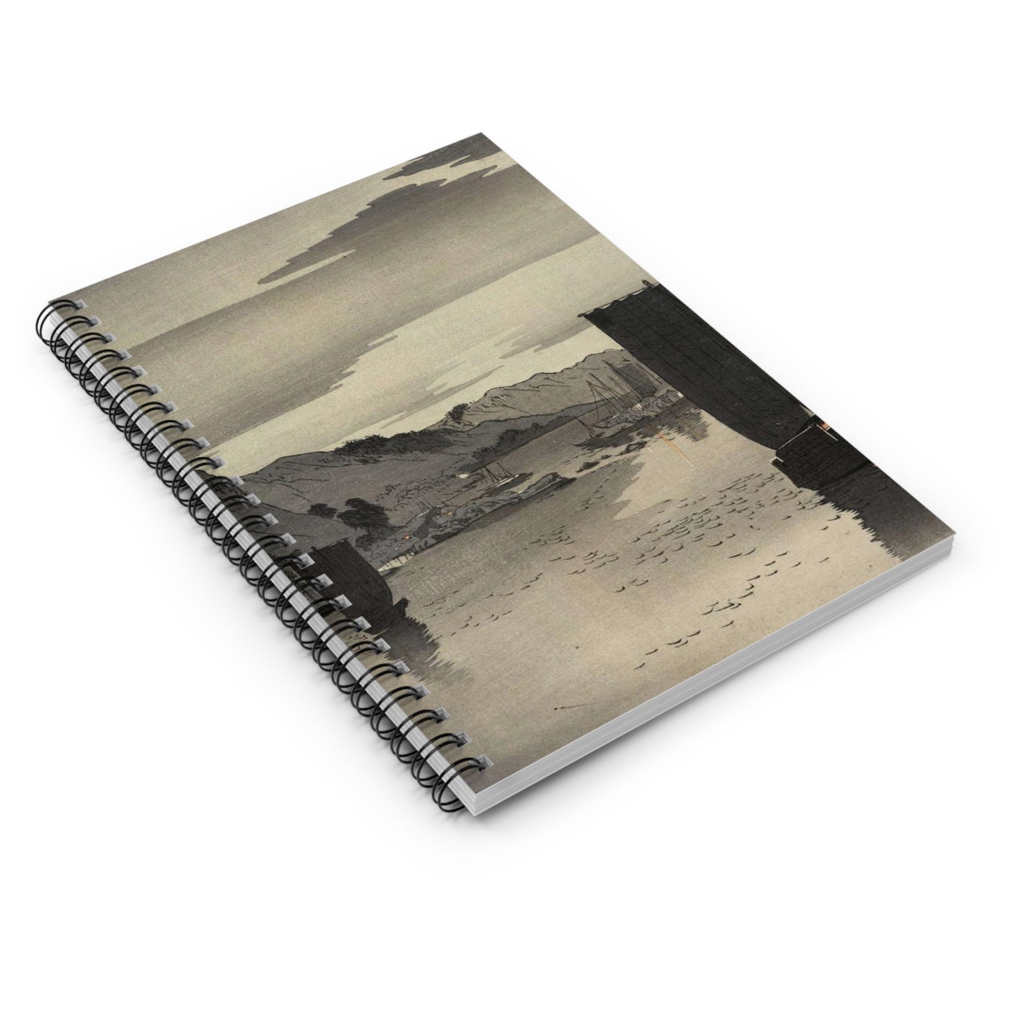 Yūgure no hansen - Public domain portrait drawing  Spiral Bound Ruled Notebook with Printed Cover