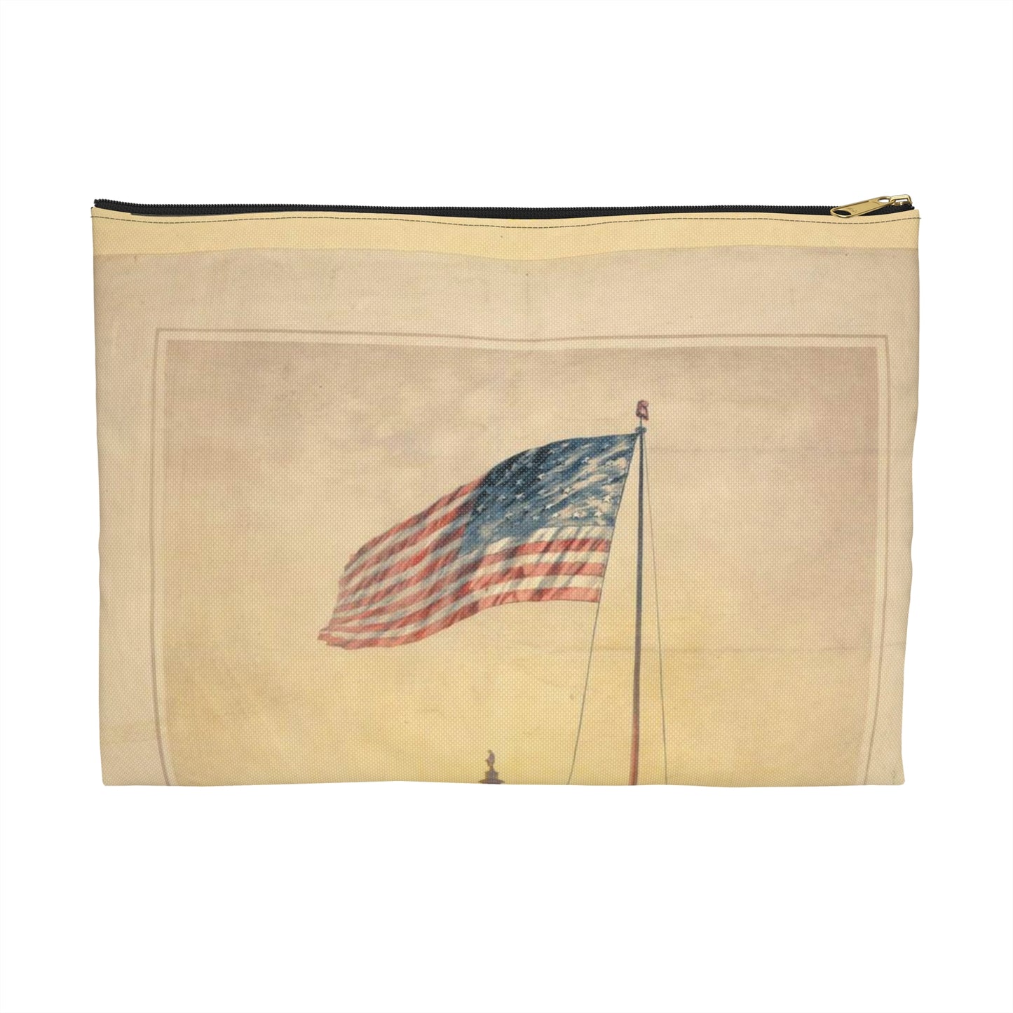 The flag that has waved one hundred years--A scene on the morning of the fourth day of July 1876 / Fabronius ; E.P. & L. Restein's oilchromo, Philadelphia. ; National Chromo Co. pub., Philadelphia. Large Organizer Pouch with Black Zipper