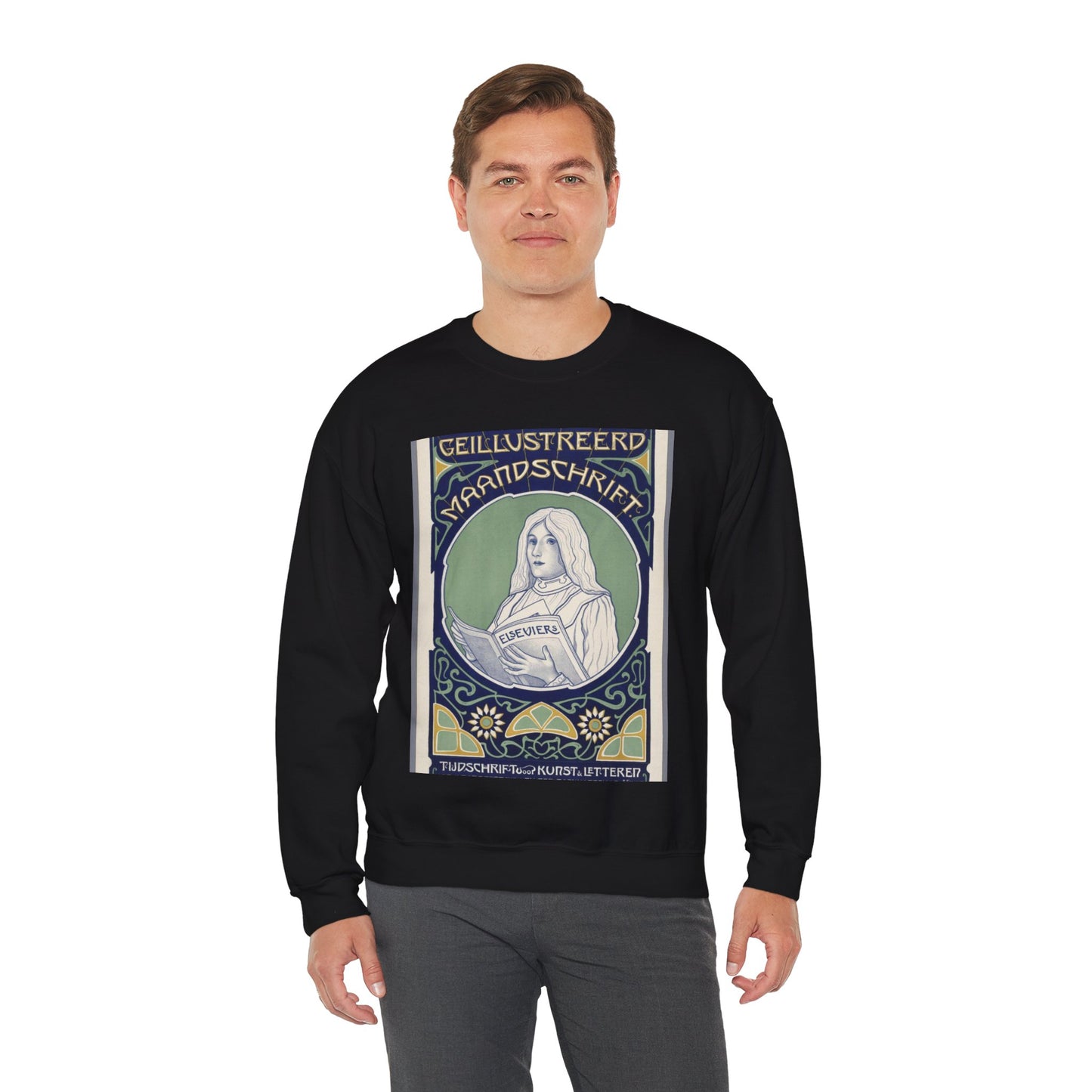 Elseviers Geïllustreerd Maandschrift. Tijdschrift voor kunst en letteren., RP-P-1939-926 Black Heavy Blend Adult Crew Neck SweatShirt