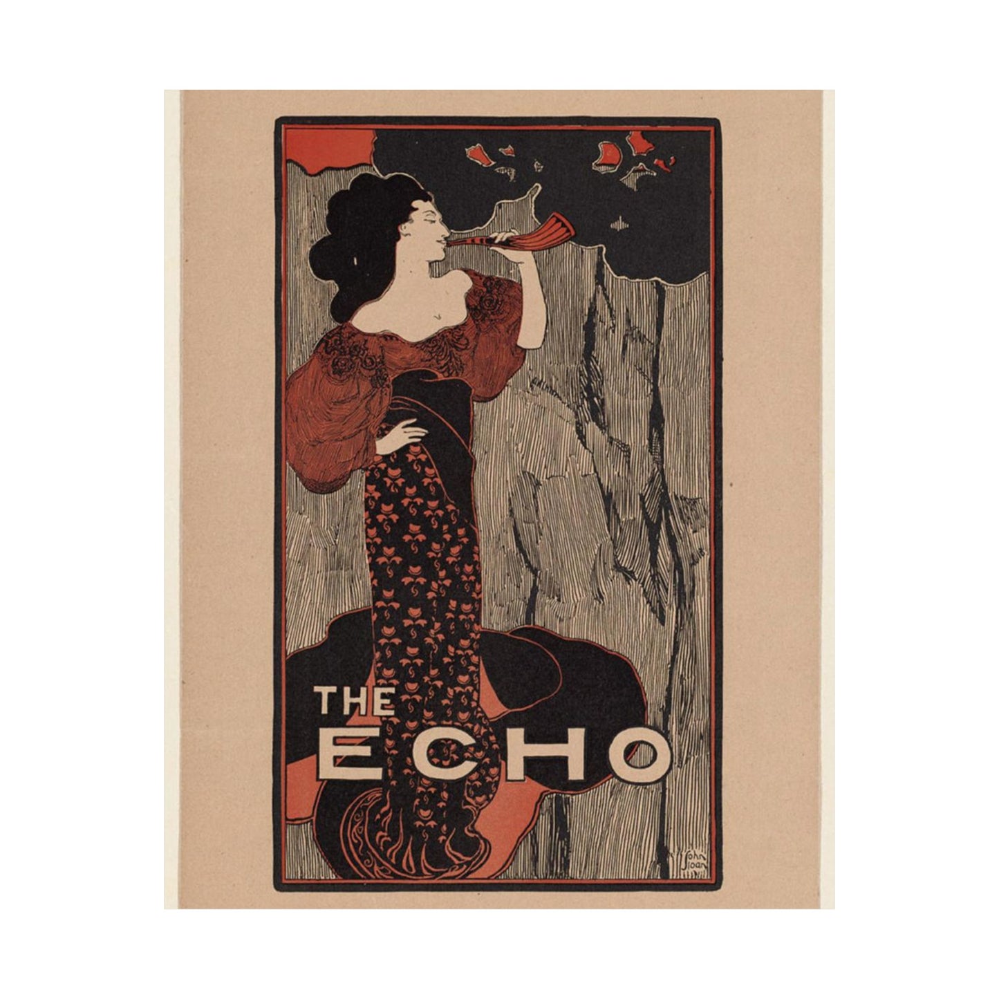 The echo, for sale here - Art nouveau public domain poster - Art nouveau public domain image High Quality Matte Wall Art Poster for Home, Office, Classroom