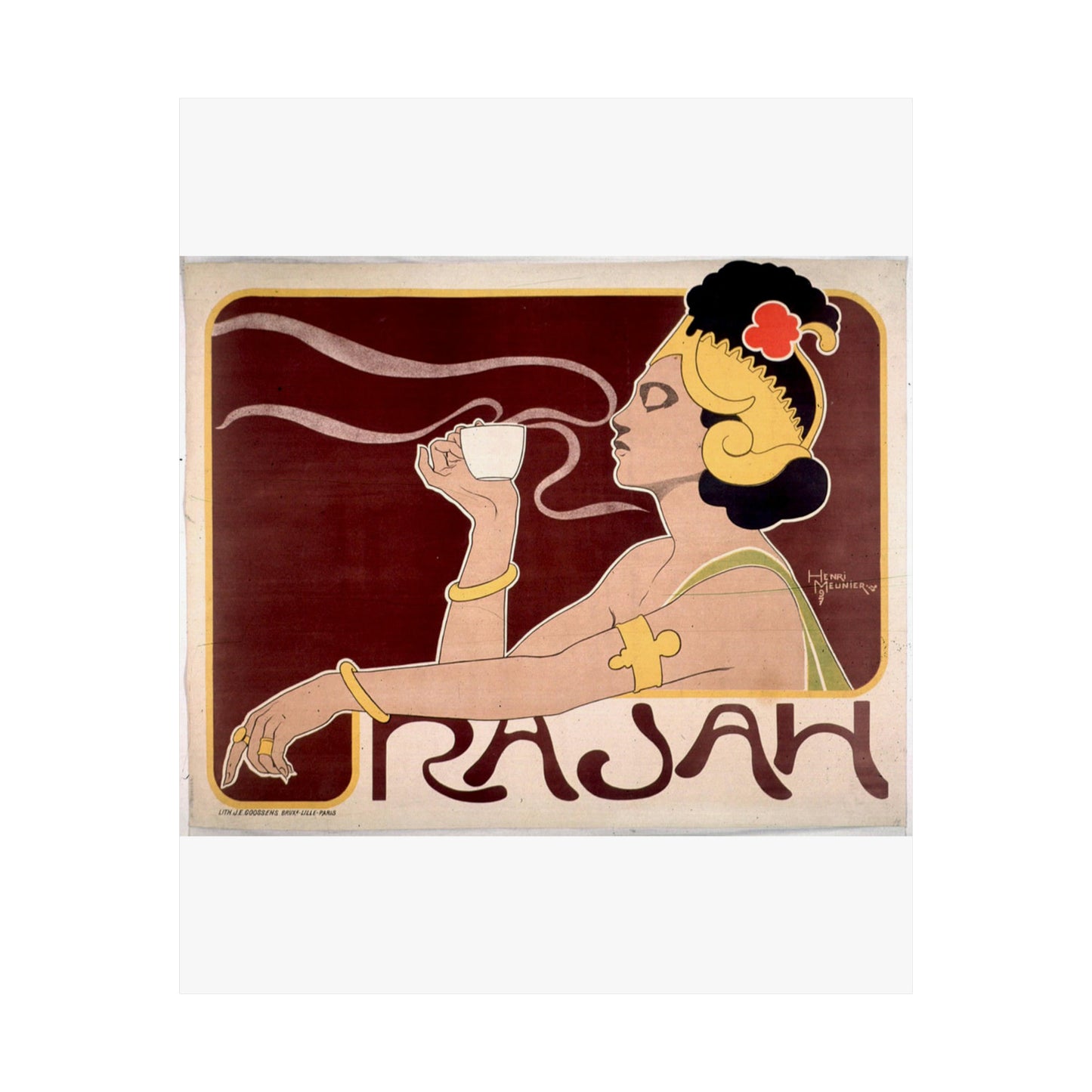 Poster - Rajah, Art Nouveau Poster - Public domain lithograph High Quality Matte Wall Art Poster for Home, Office, Classroom