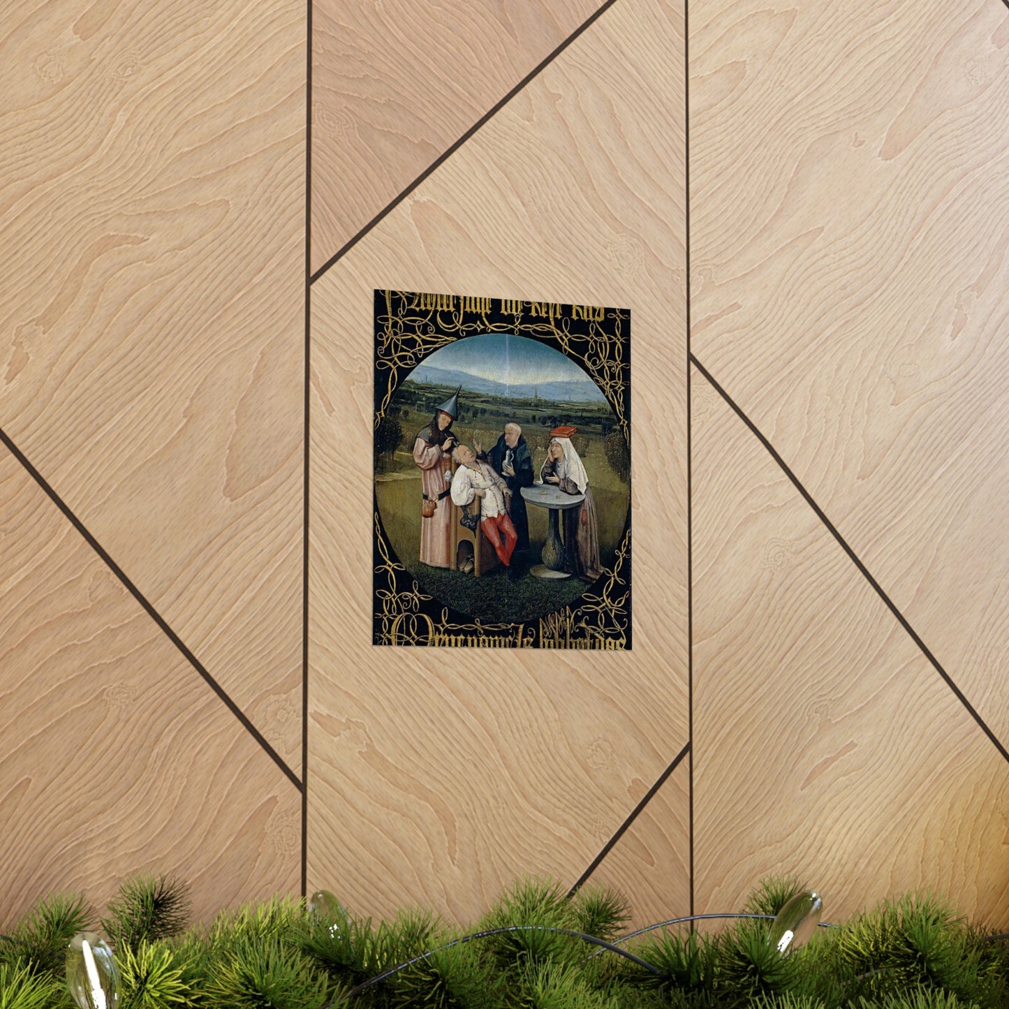 Hieronymus Bosch 053 - A painting of a group of people sitting around a table High Quality Matte Wall Art Poster for Home, Office, Classroom