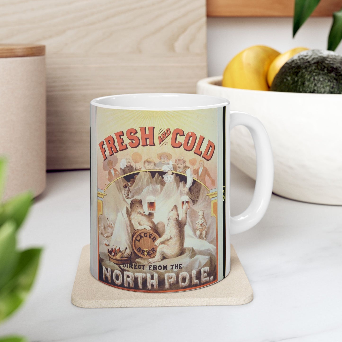 Fresh and cold--Lager beer direct from the North Pole / lith. by A. Hoen & Co. Baltimore, MD. Beautiful Novelty Ceramic Coffee Mug 11oz