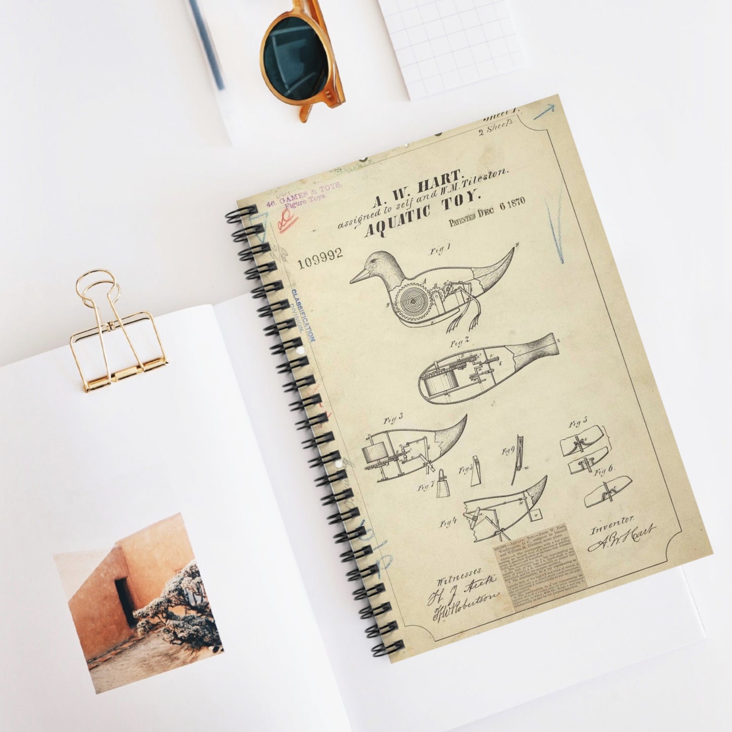 Patent drawing - Drawing of Aquatic Toy Public domain  image Spiral Bound Ruled Notebook with Printed Cover