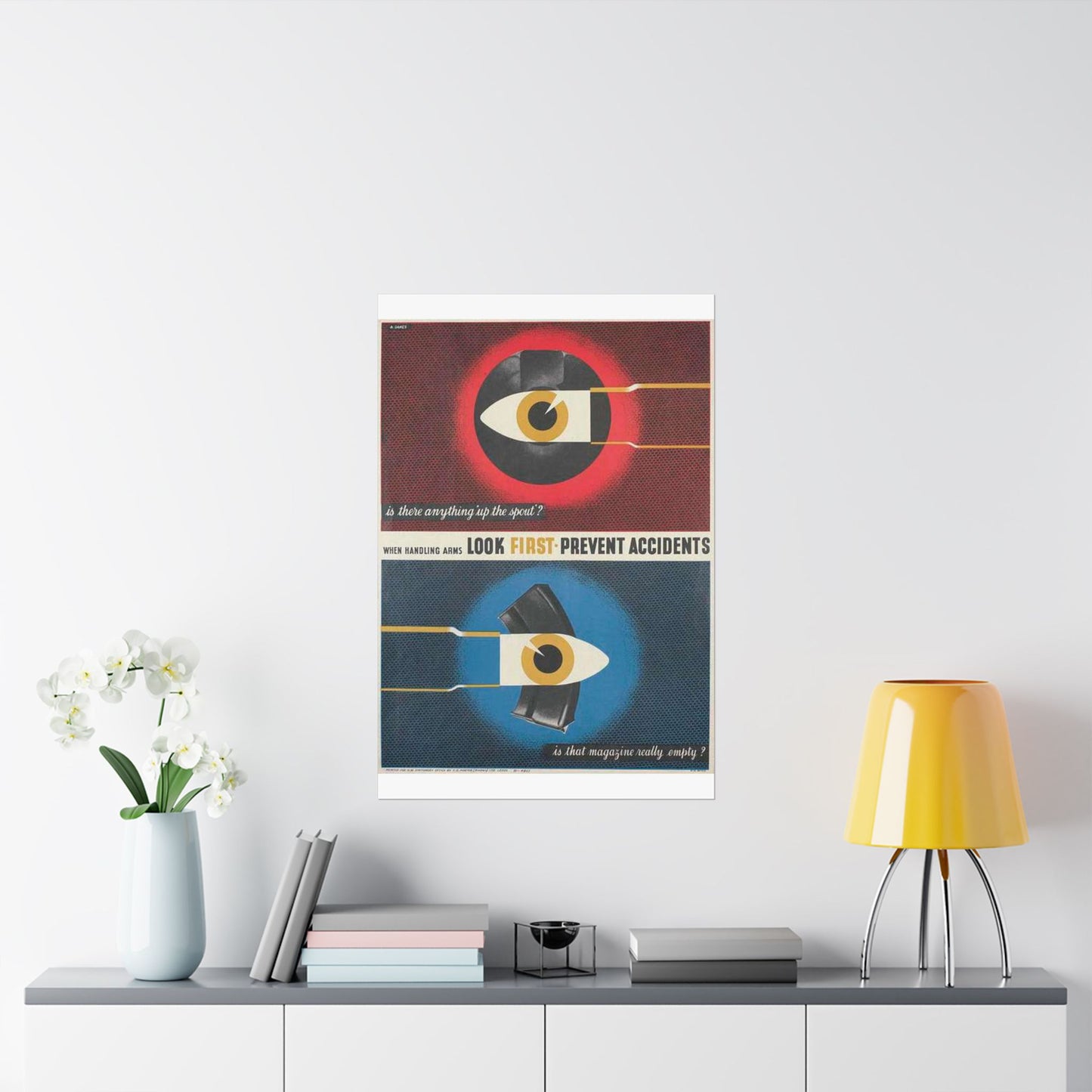 When Handling Arms Look First - Prevent Accidents Art.IWMPST2895 High Quality Matte Wall Art Poster for Home, Office, Classroom