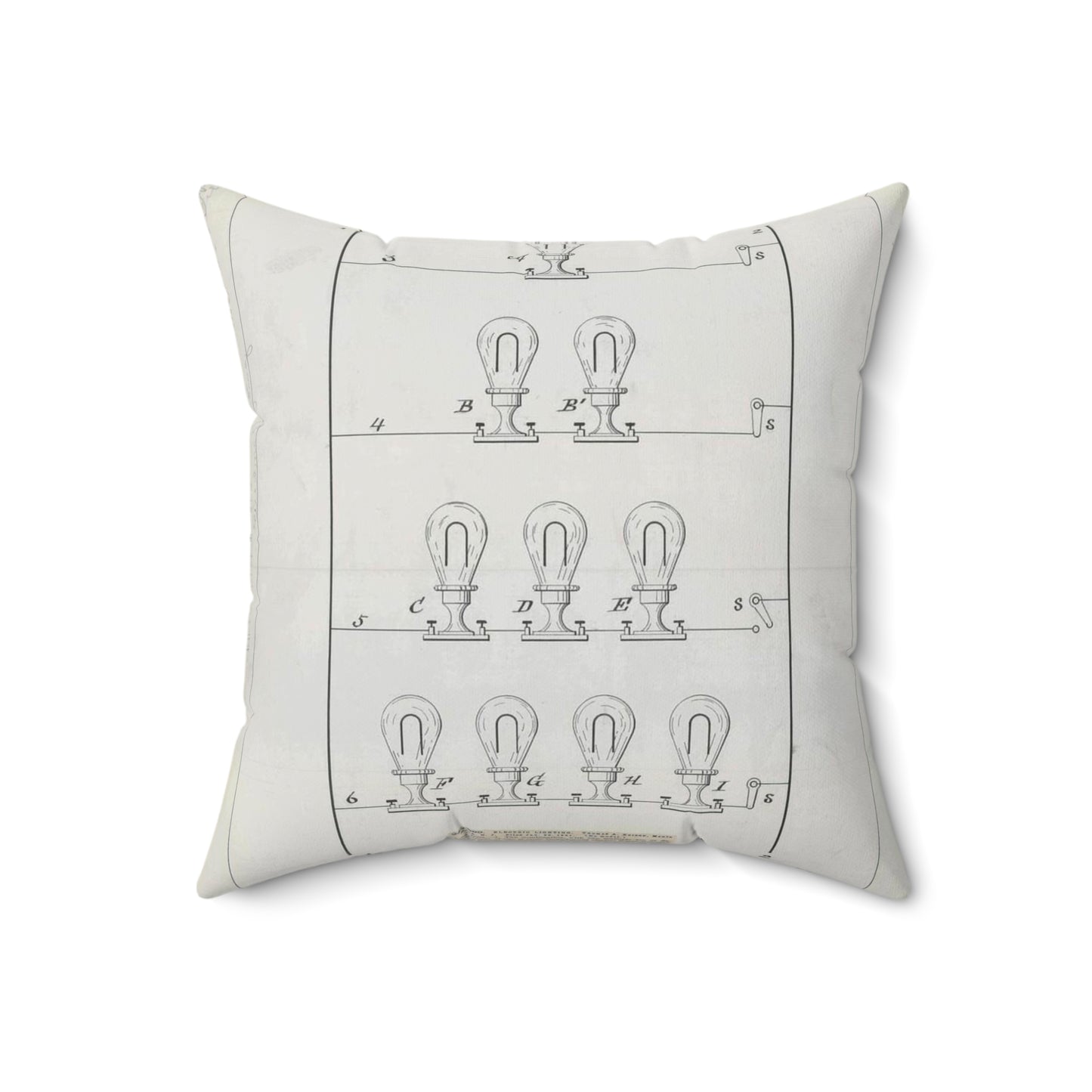 Patent drawing - for T. A. Edison's Electric Lighting Public domain  image Decorative Accent Square Pillow