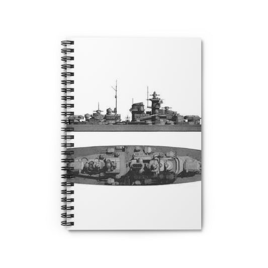 Battleship Tirpitz drawing Spiral Bound Ruled Notebook with Printed Cover