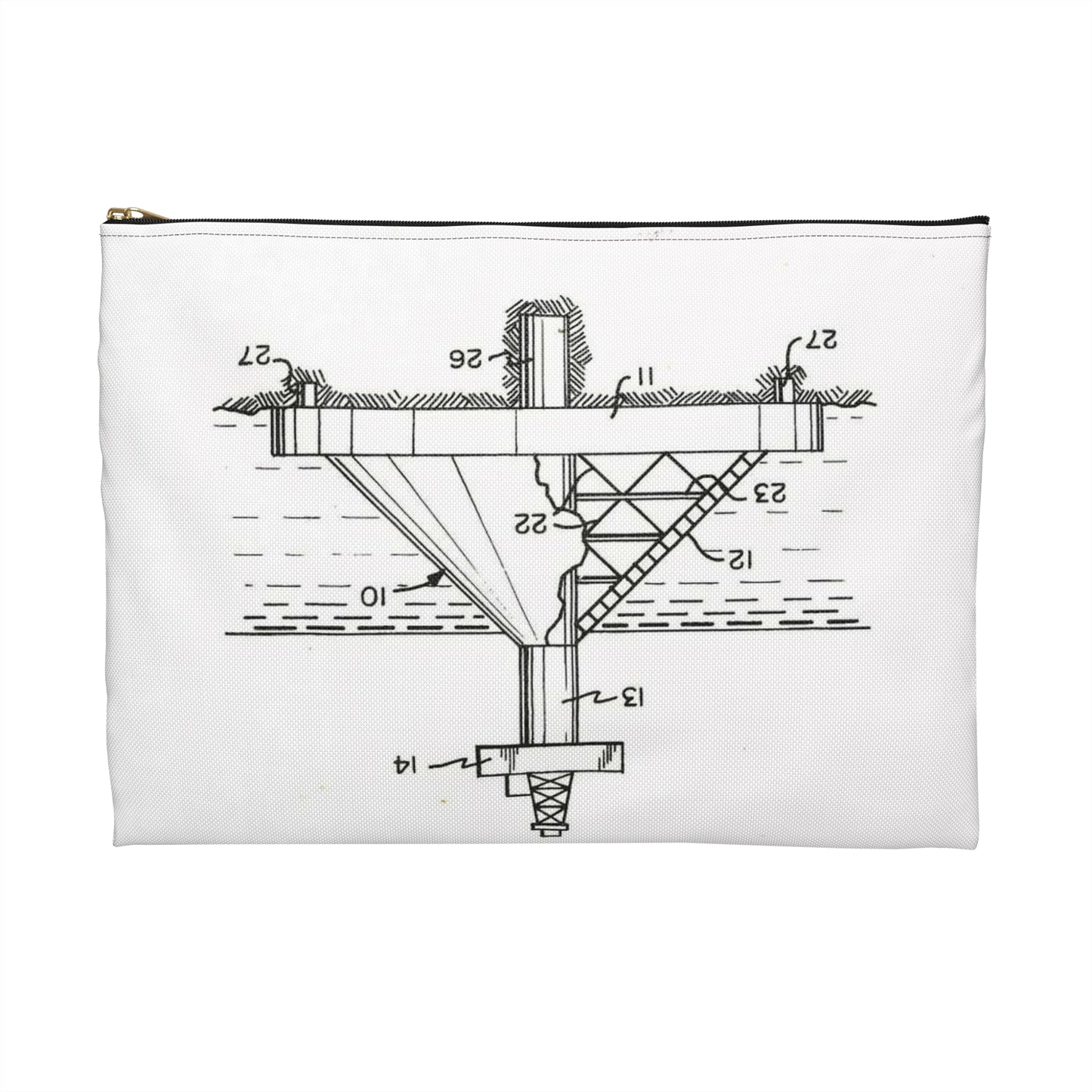 Patent Case File No. 3,793,840, Mobile Arctic Drilling and Production Platform, Inventor(s)- George E. Mott and James P. Wilbourn. - DPLA - 8f260bf2cd8926afbf4da017454f39b3 (page 6) Large Organizer Pouch with Black Zipper