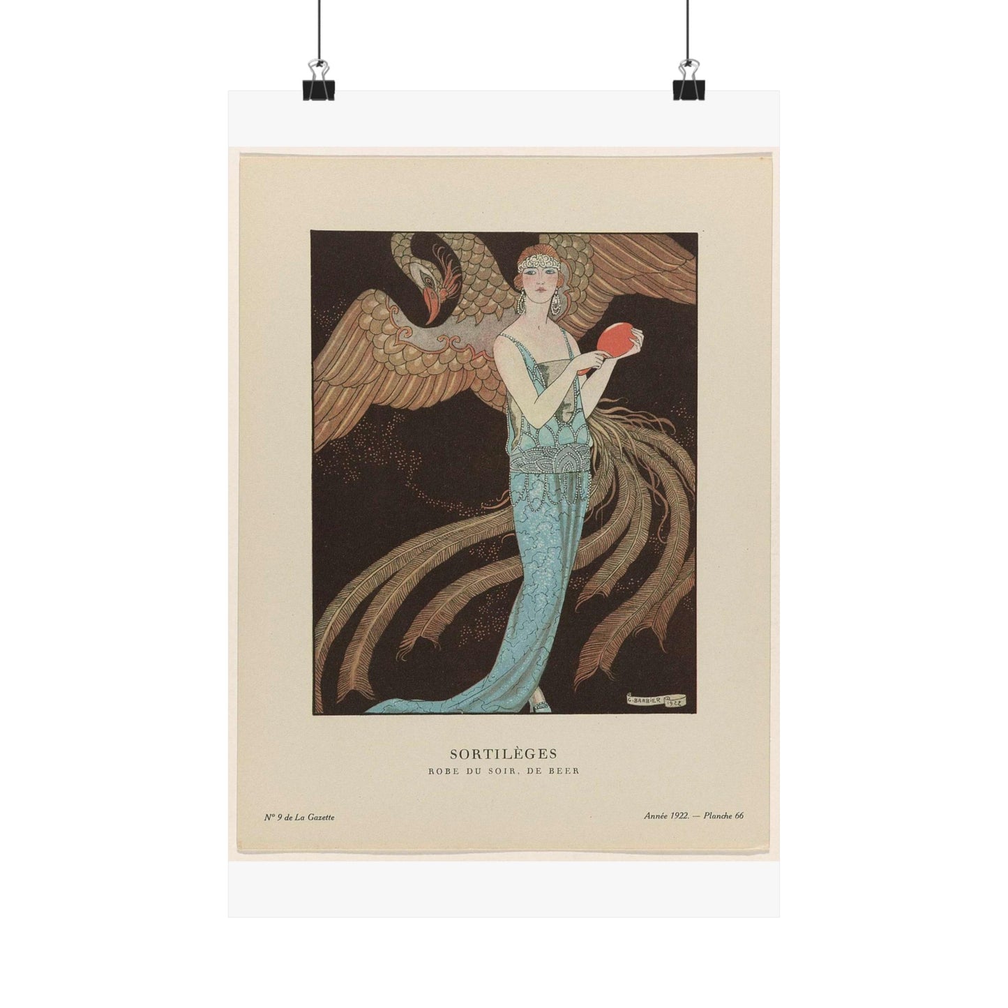 Gazette du Bon Ton, 1922 - No. 9 : Sortilèges / Robe du soir, de Beer High Quality Matte Wall Art Poster for Home, Office, Classroom