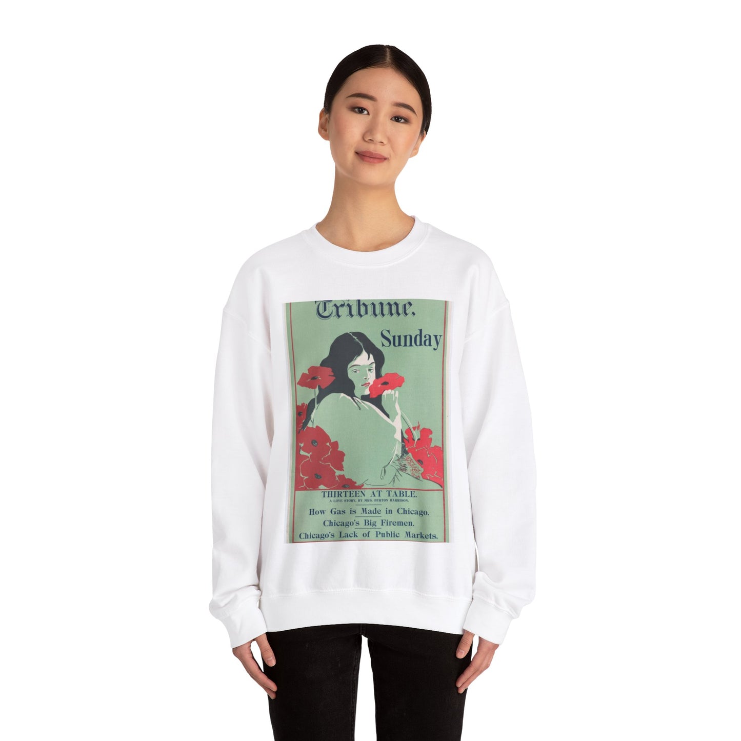 Poster - Tribune: Sunday, 19th century - Public domain lithograph White Heavy Blend Adult Crew Neck SweatShirt