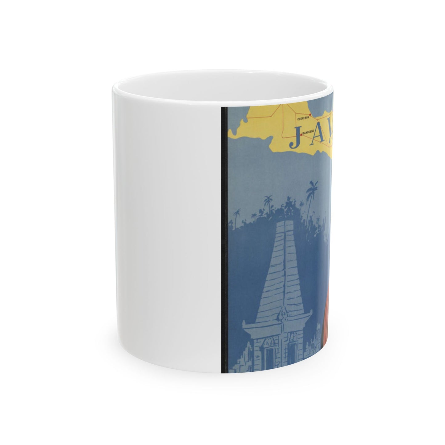 Java. Vintage Travel Poster., Art Deco Poster Beautiful Novelty Ceramic Coffee Mug 11oz