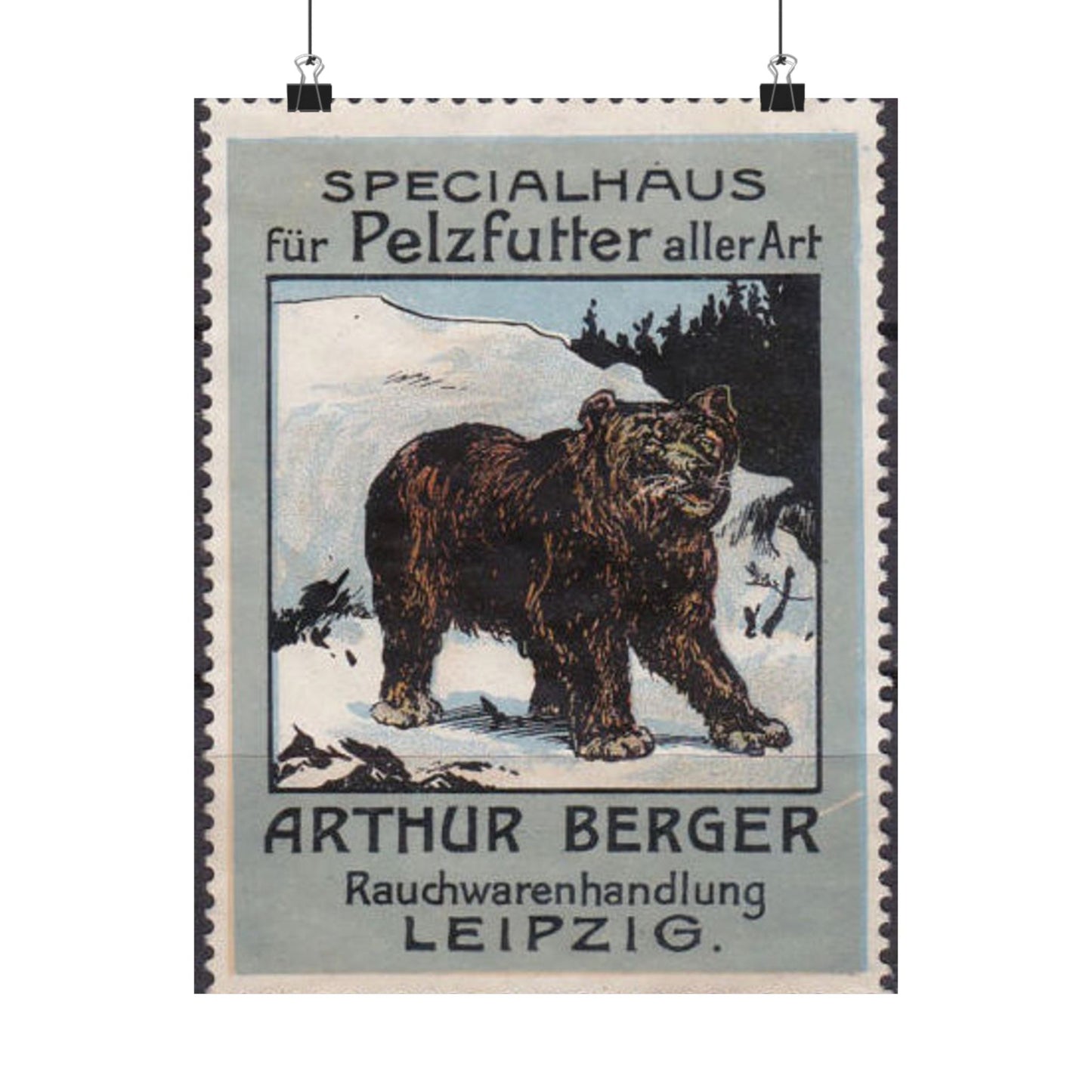 Arthur Berger, fur trader in Leipzig, c. 1910, brand advertisings (03) High Quality Matte Wall Art Poster for Home, Office, Classroom